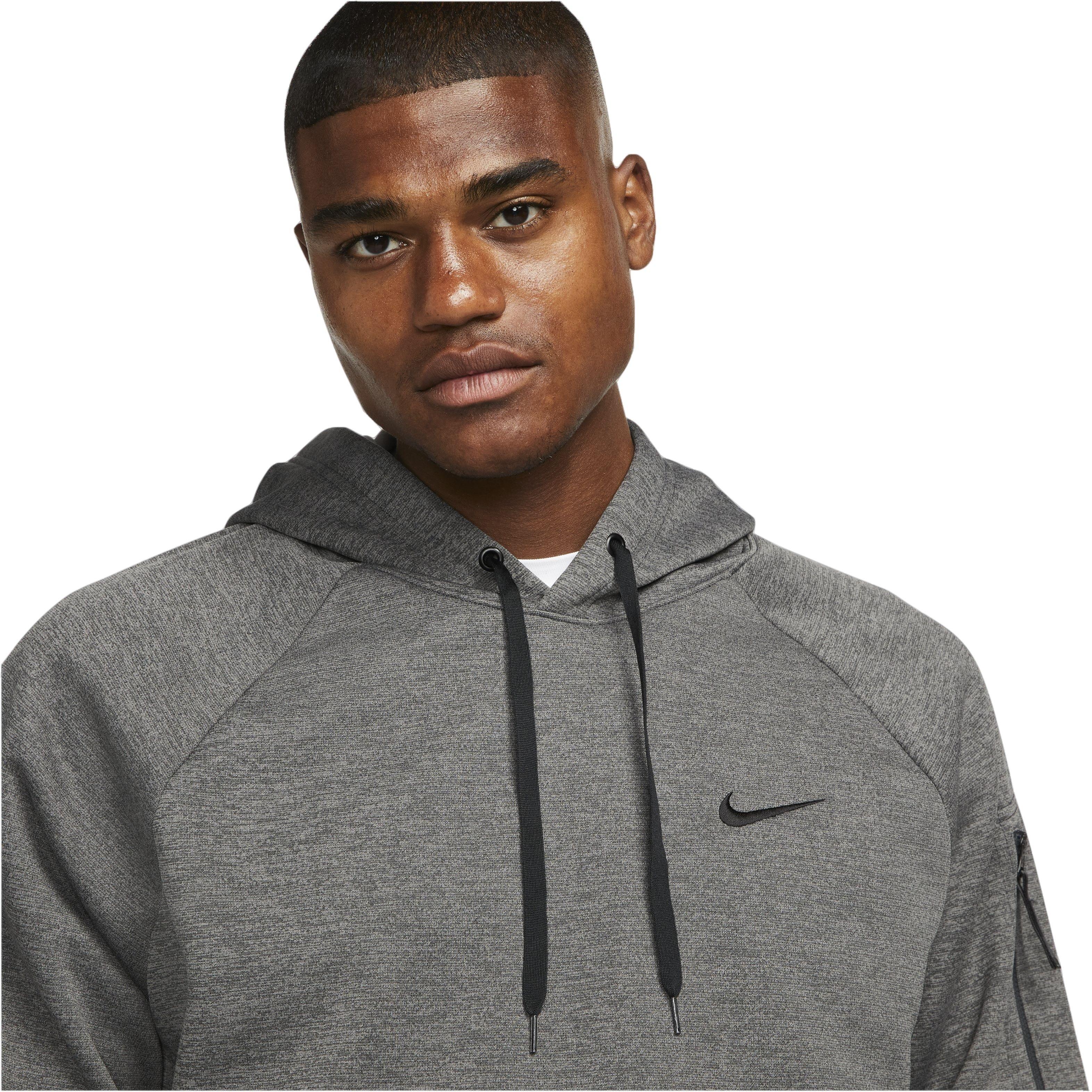 Nike Men's Therma-Fit Pullover Fitness Fleece Hoodie - CHARCOAL GREY Thumbnail View 3