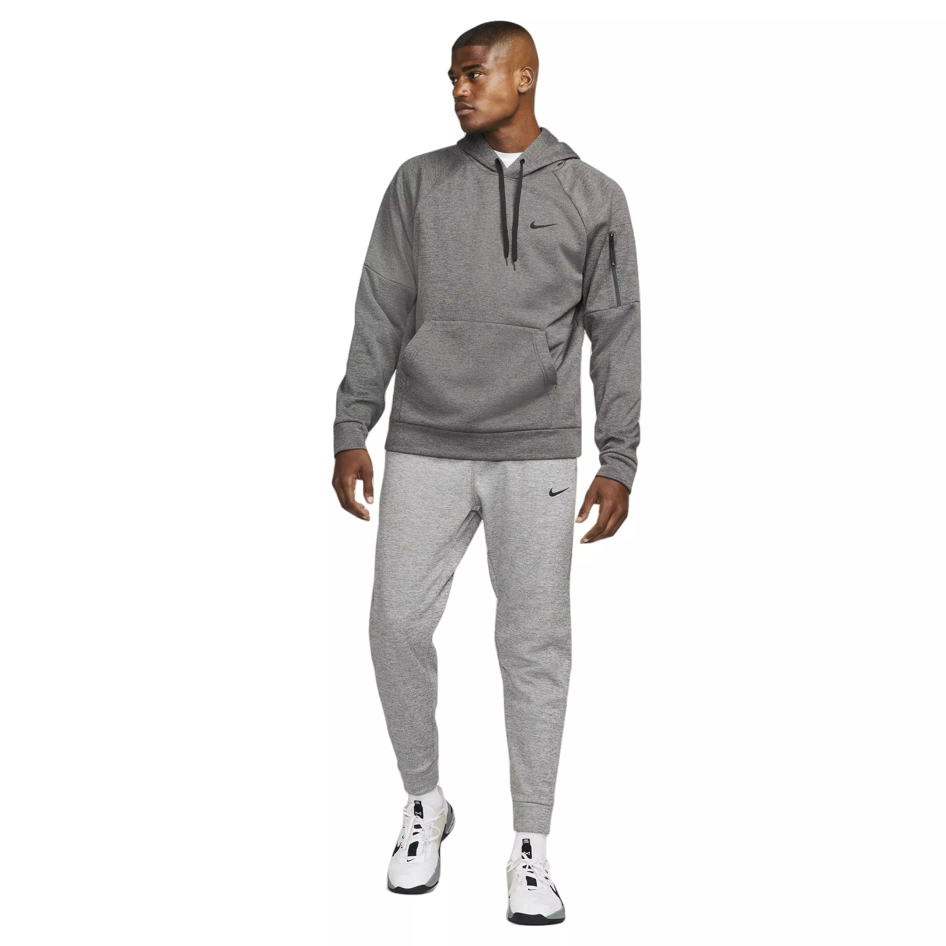 Nike Men's Therma-Fit Pullover Fitness Fleece Hoodie - CHARCOAL GREY