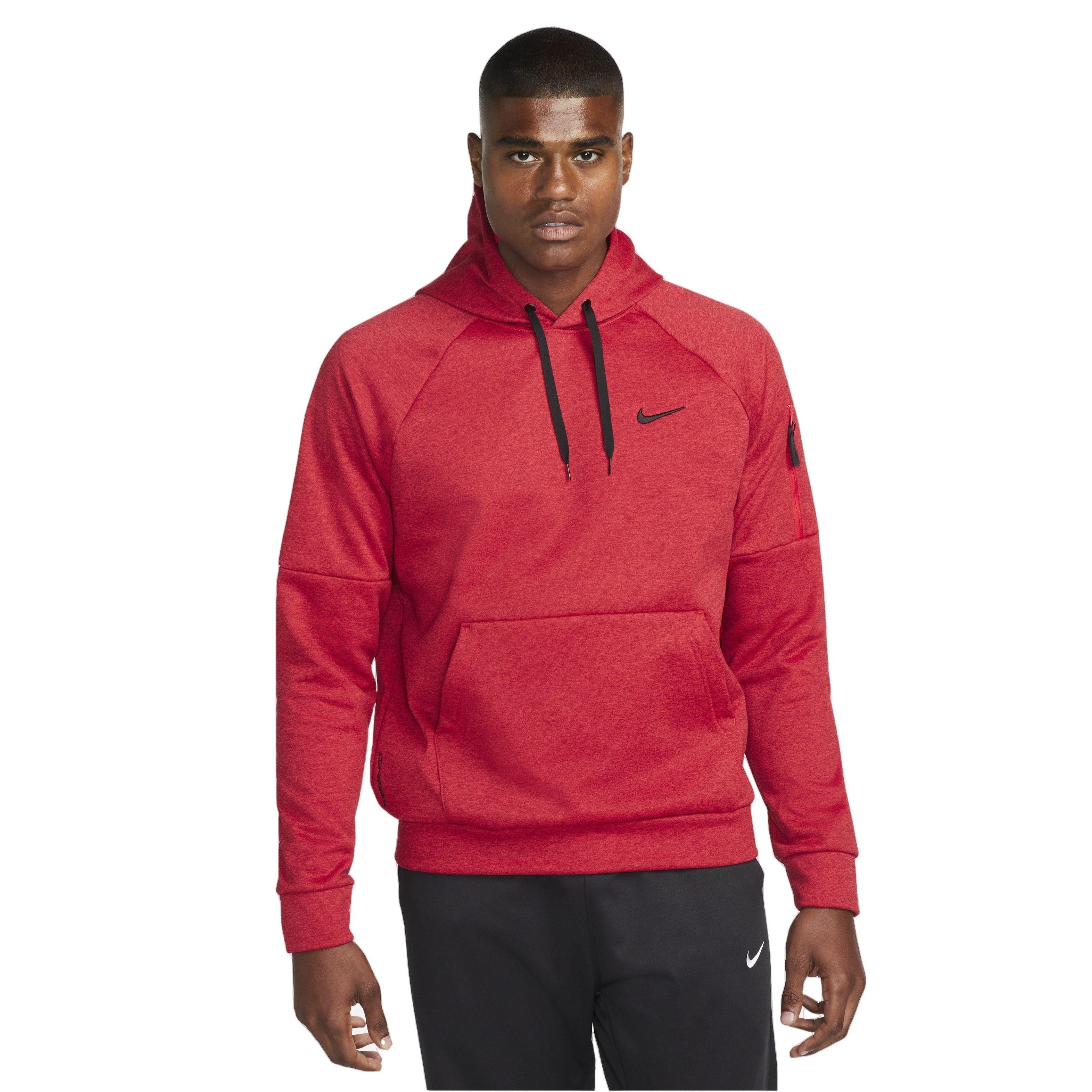 Nike Men's Therma-Fit Pullover Fitness Fleece Hoodie - RED Thumbnail View 1