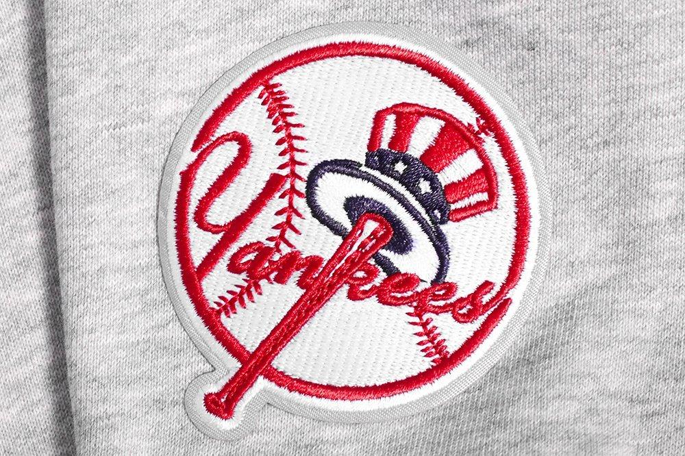 Pro Standard Women's MLB New York Yankees Mashup Rib Cropped Fleece PO Hoodie -Grey/Navy - GREY/NAVY Thumbnail View 6