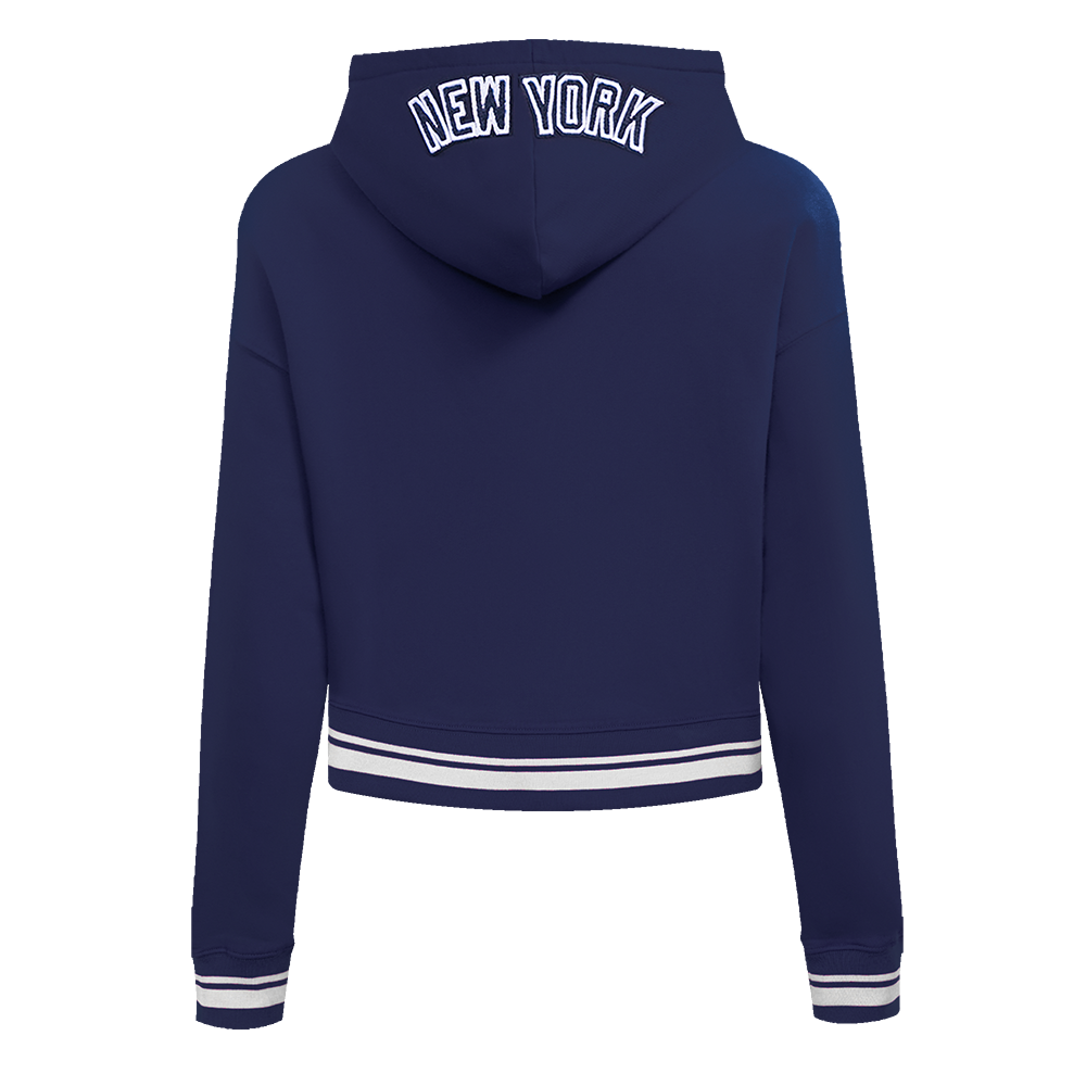 Pro Standard Women's MLB New York Yankees Mashup Rib Cropped Fleece Pullover Hoodie - Navy - NAVY Thumbnail View 2