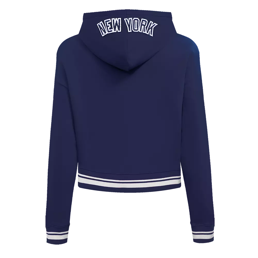 Pro Standard Women's MLB New York Yankees Mashup Rib Cropped Fleece Pullover Hoodie - Navy - NAVY