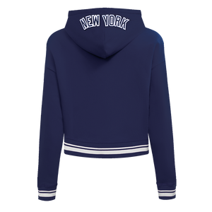 Pro Standard Women's MLB New York Yankees Mashup Rib Cropped Fleece PO Hoodie -Navy