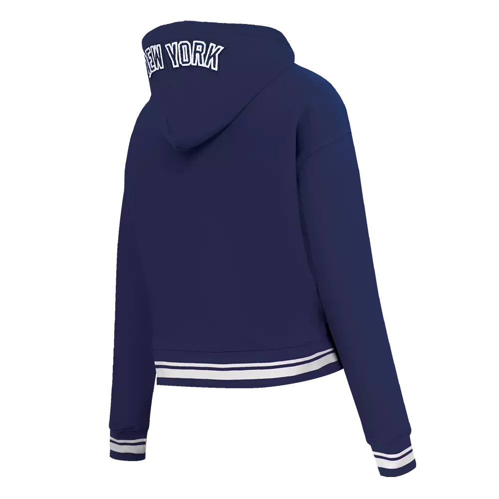 Pro Standard Women's MLB New York Yankees Mashup Rib Cropped Fleece Pullover Hoodie - Navy - NAVY