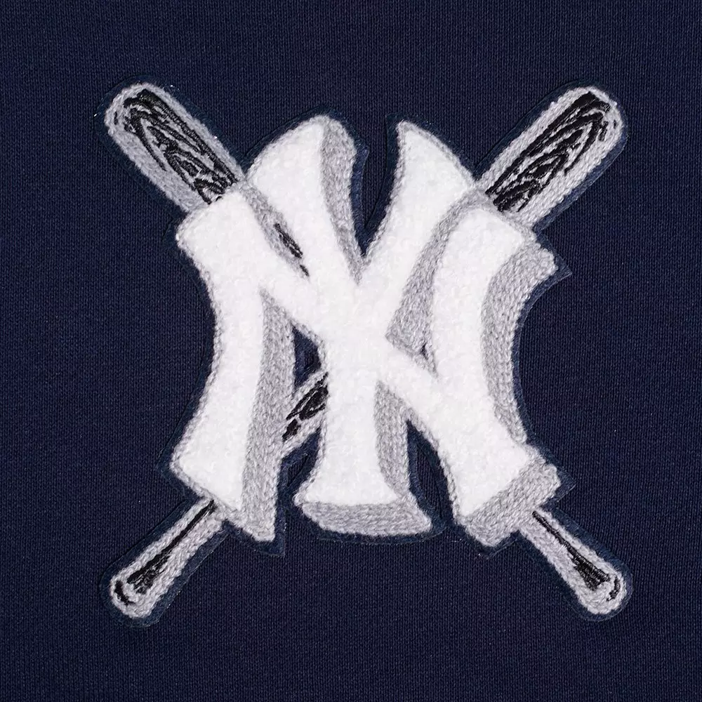 Pro Standard Women's MLB New York Yankees Mashup Rib Cropped Fleece Pullover Hoodie - Navy - NAVY