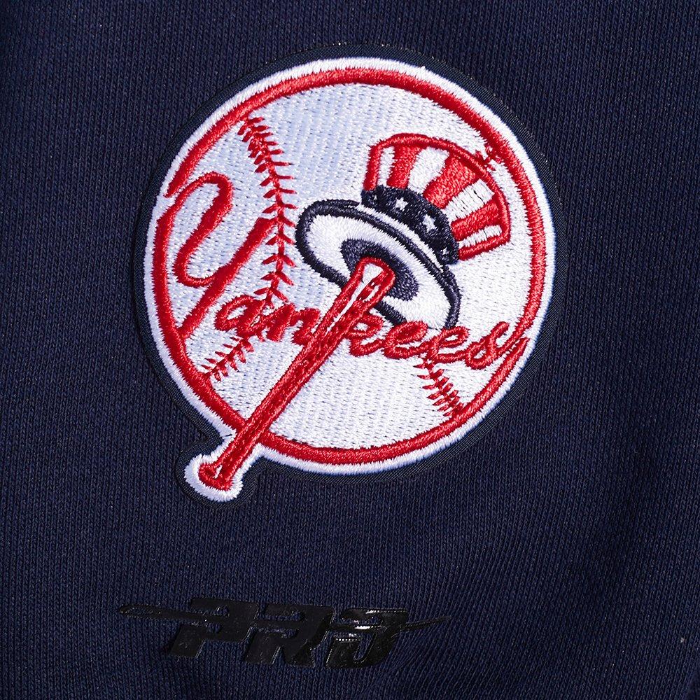 Pro Standard Women's MLB New York Yankees Mashup Rib Cropped Fleece Pullover Hoodie - Navy - NAVY Thumbnail View 6