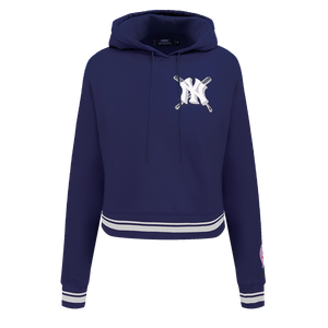 Pro Standard Women's MLB New York Yankees Mashup Rib Cropped Fleece PO Hoodie -Navy