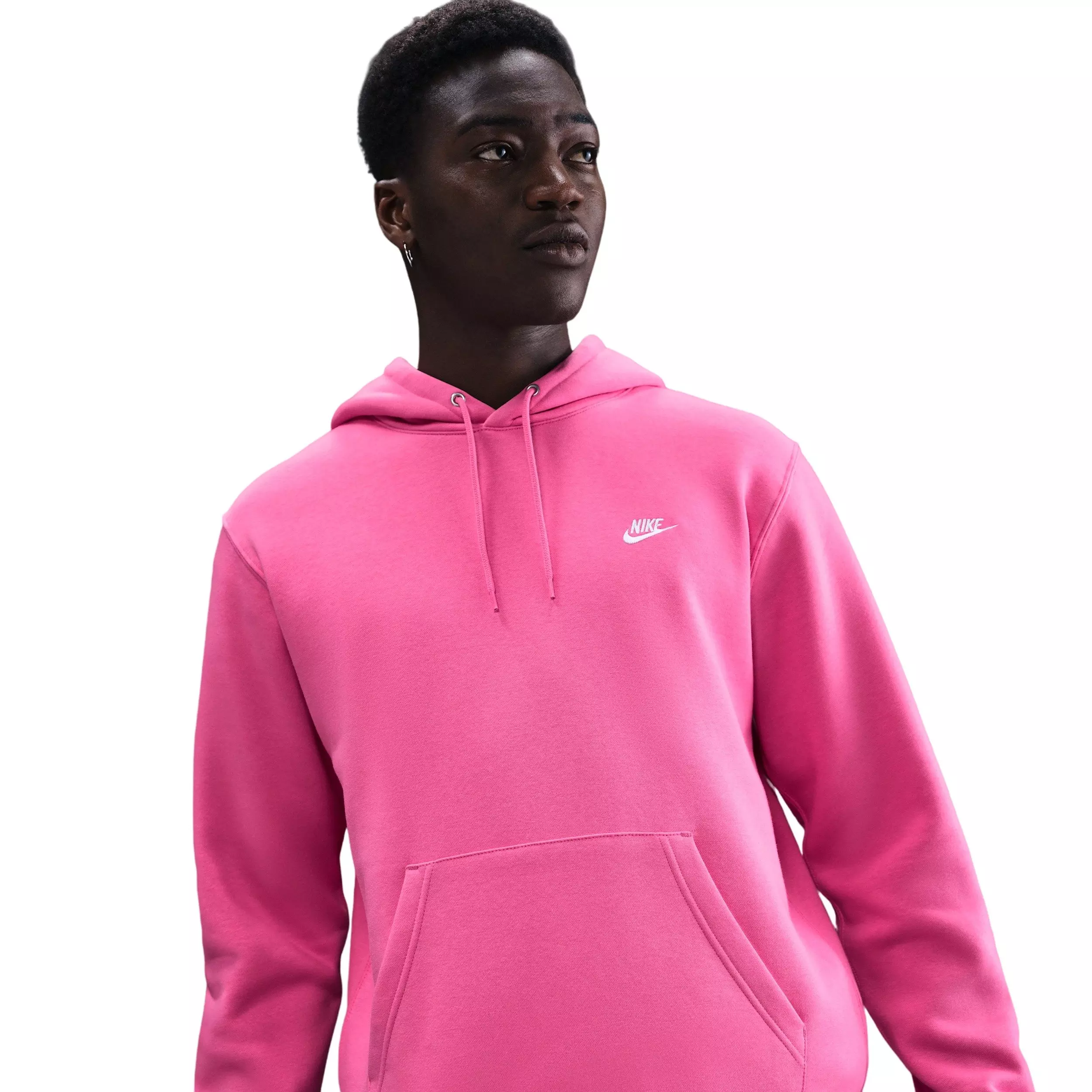 Nike Men's Club Pullover Fleece Hoodie - Pink - PINK