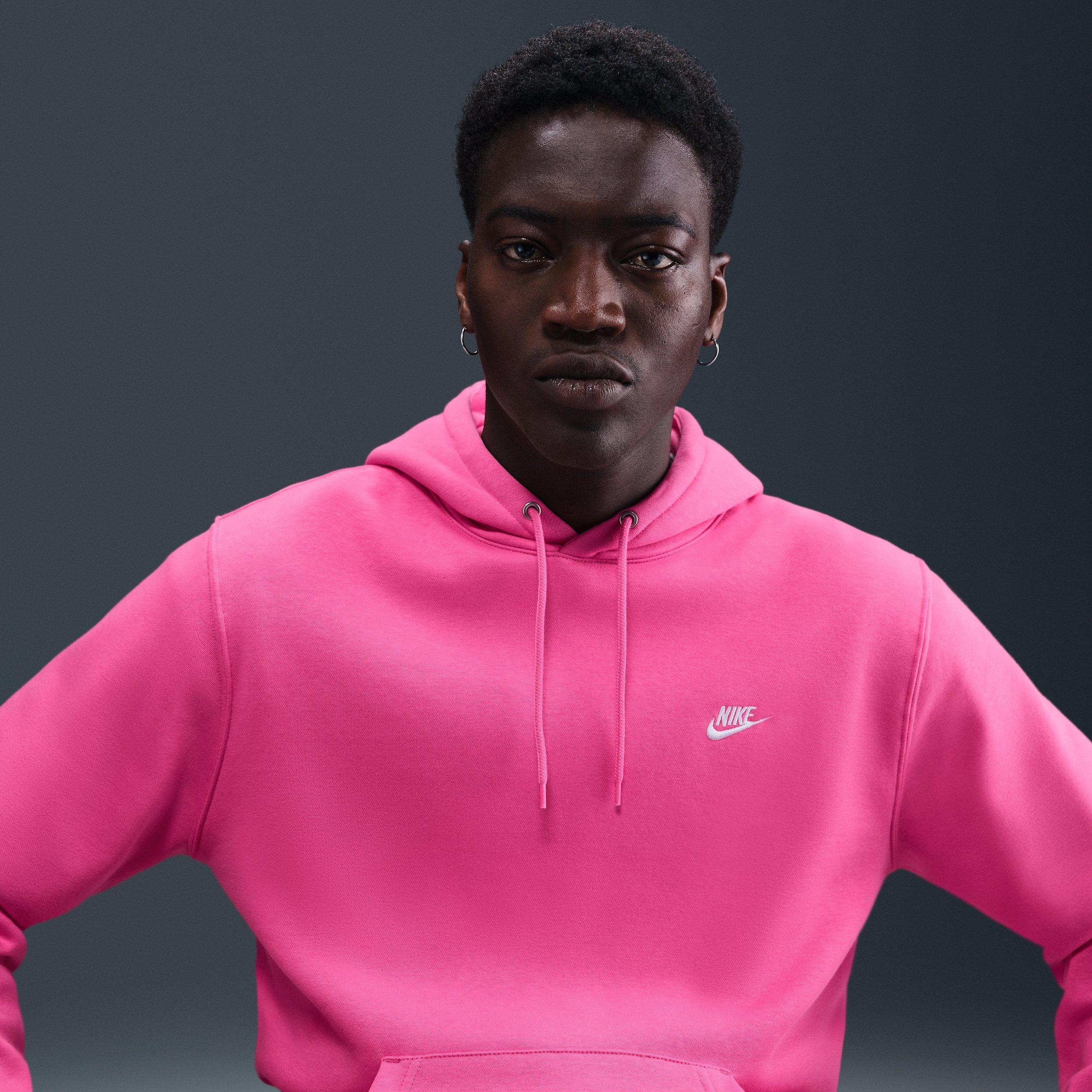 Nike Men's Club Pullover Fleece Hoodie - Pink - PINK Thumbnail View 3