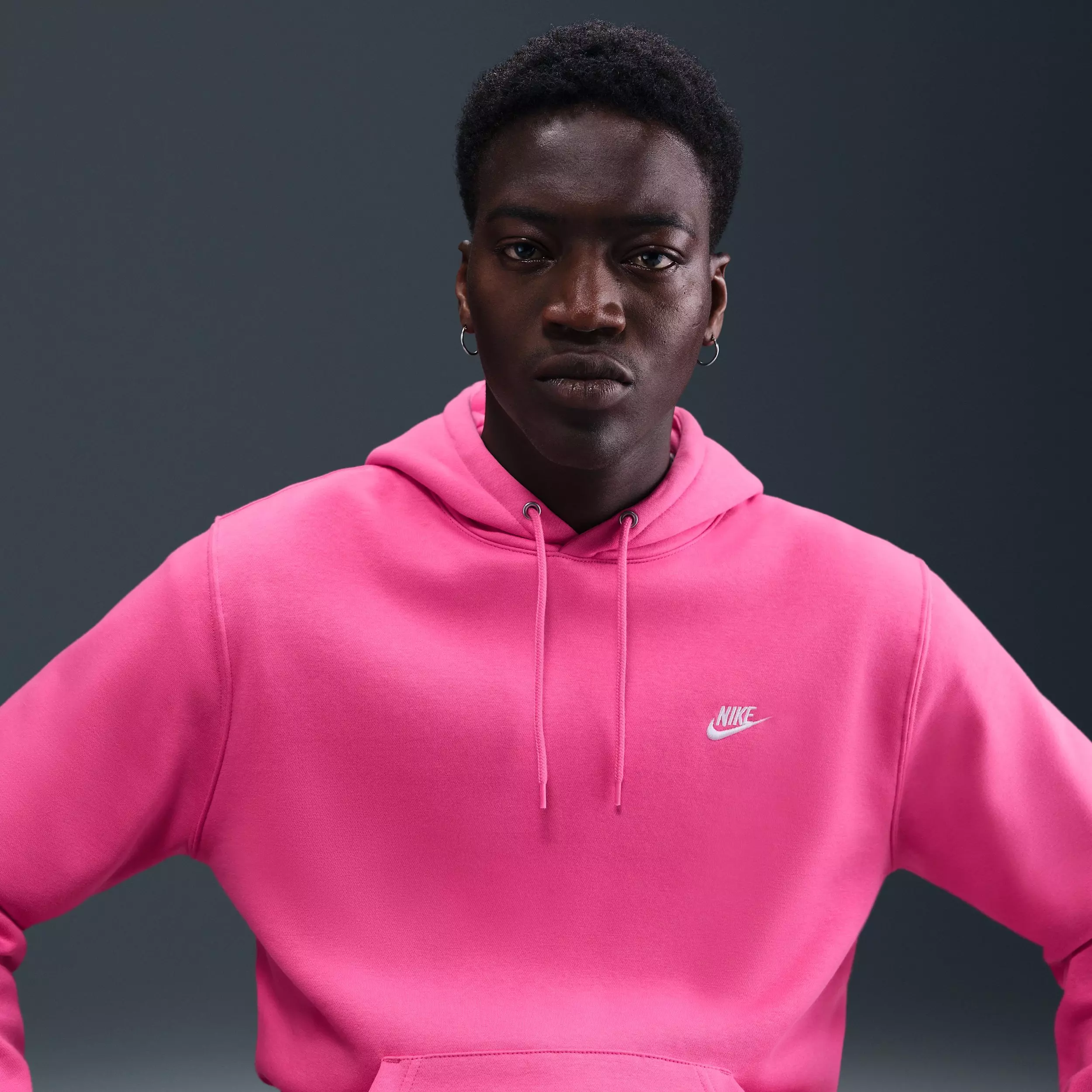 Nike Men's Club Pullover Fleece Hoodie -Pink - PINK