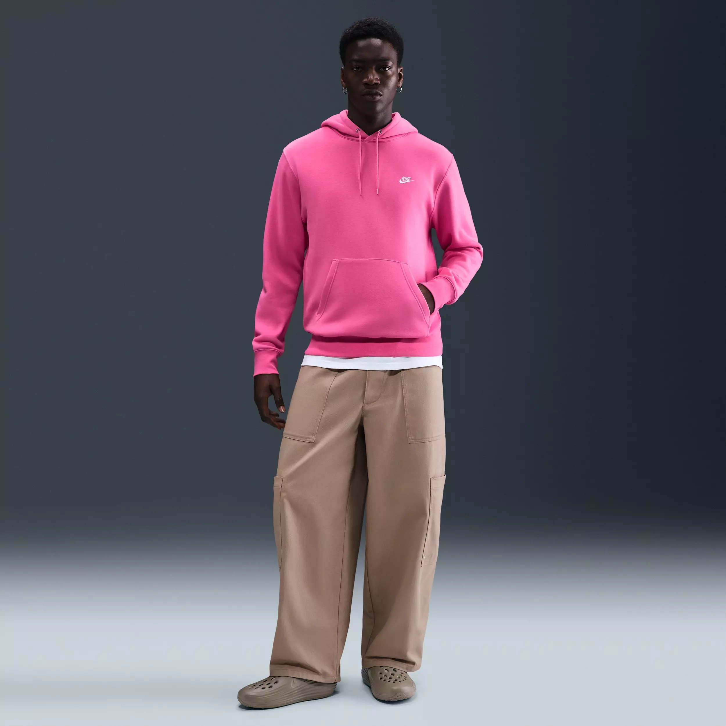 Nike Men's Club Pullover Fleece Hoodie -Pink - PINK