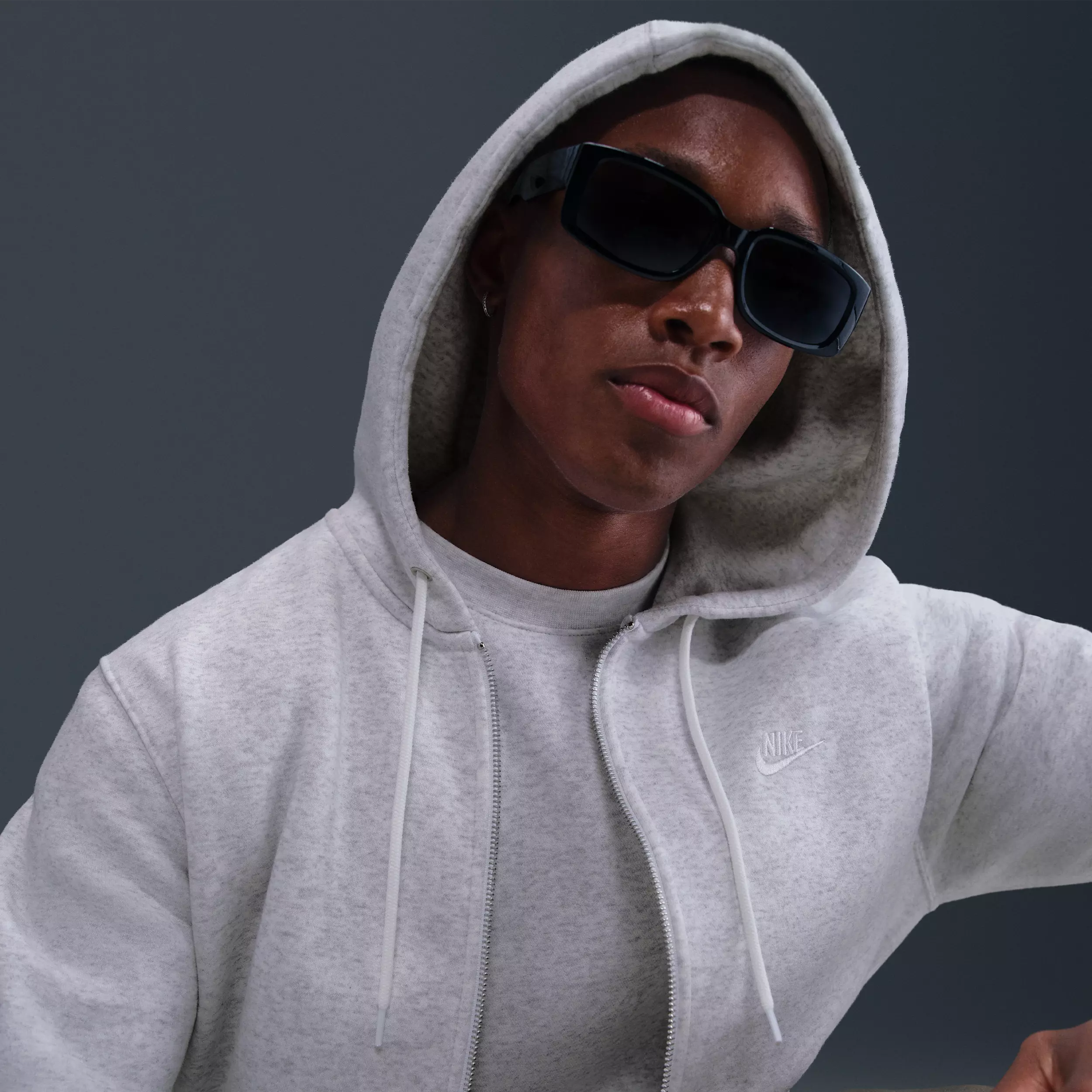 Nike Men's Club Full-Zip Fleece Jacket -Birch Heather - BIRCH HEATHER