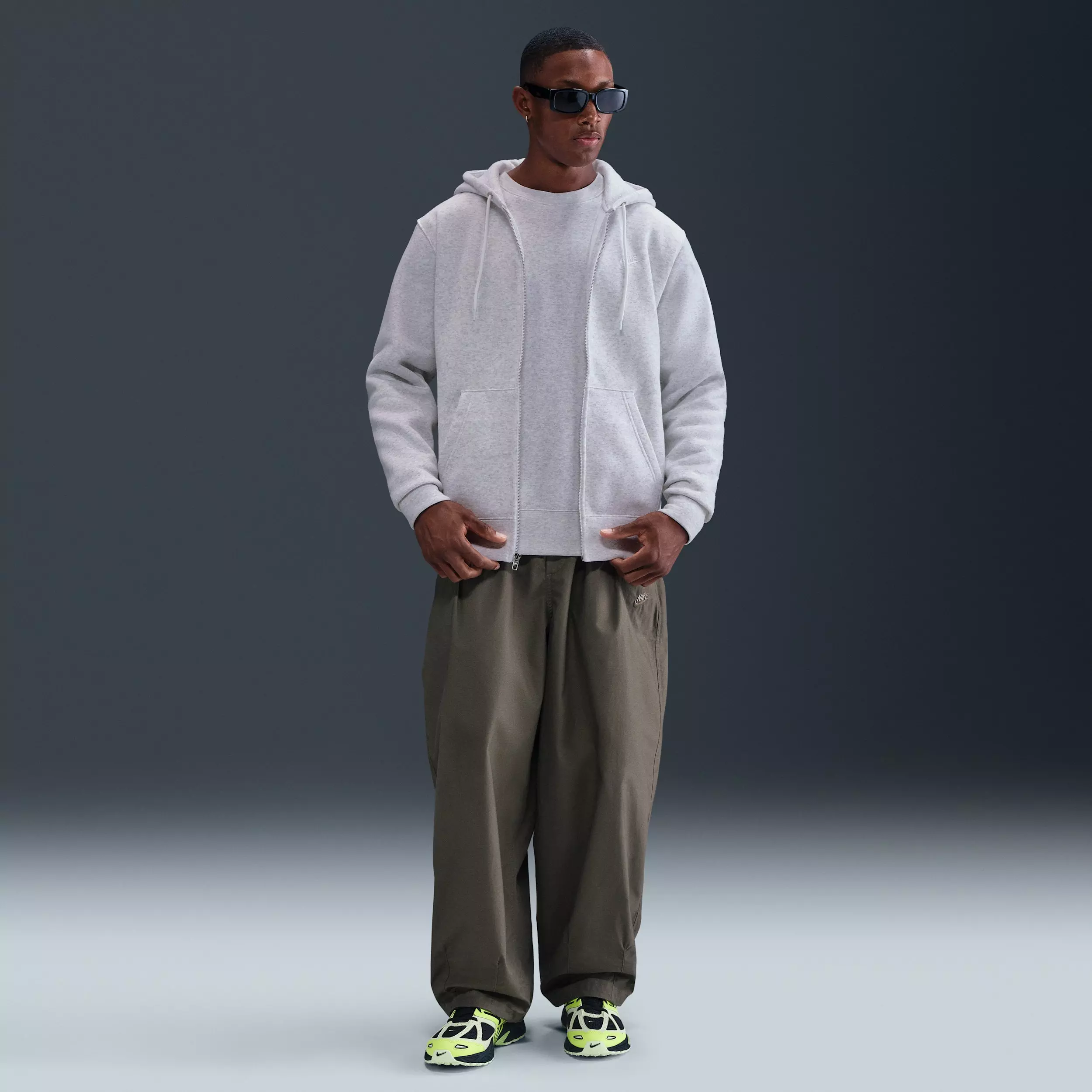 Nike Men's Club Full-Zip Fleece Jacket - Birch Heather - BIRCH HEATHER