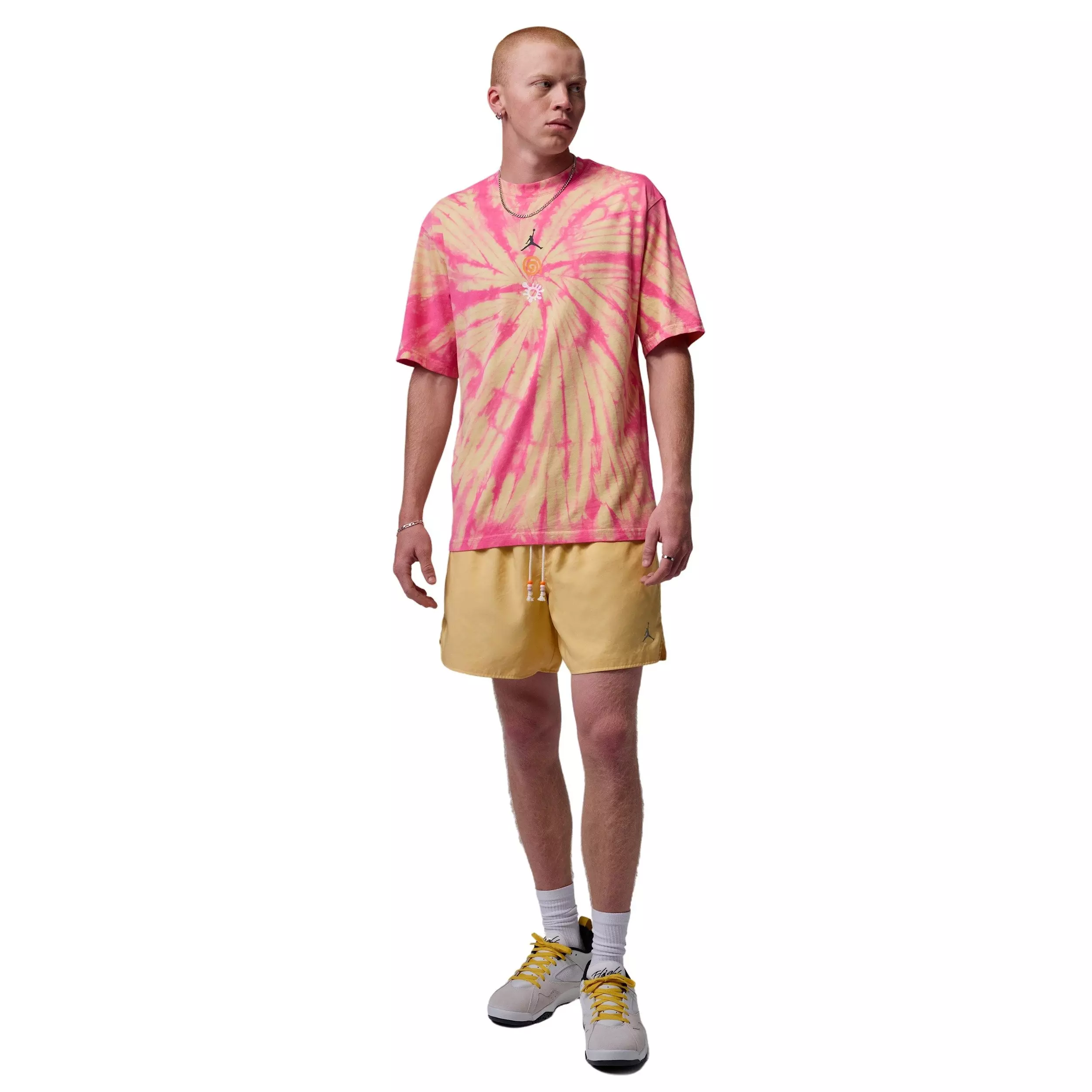Jordan Men's Brooklyn Tie-Dye Global Mindfulness Festival T-Shirt - YELLOW/PINK