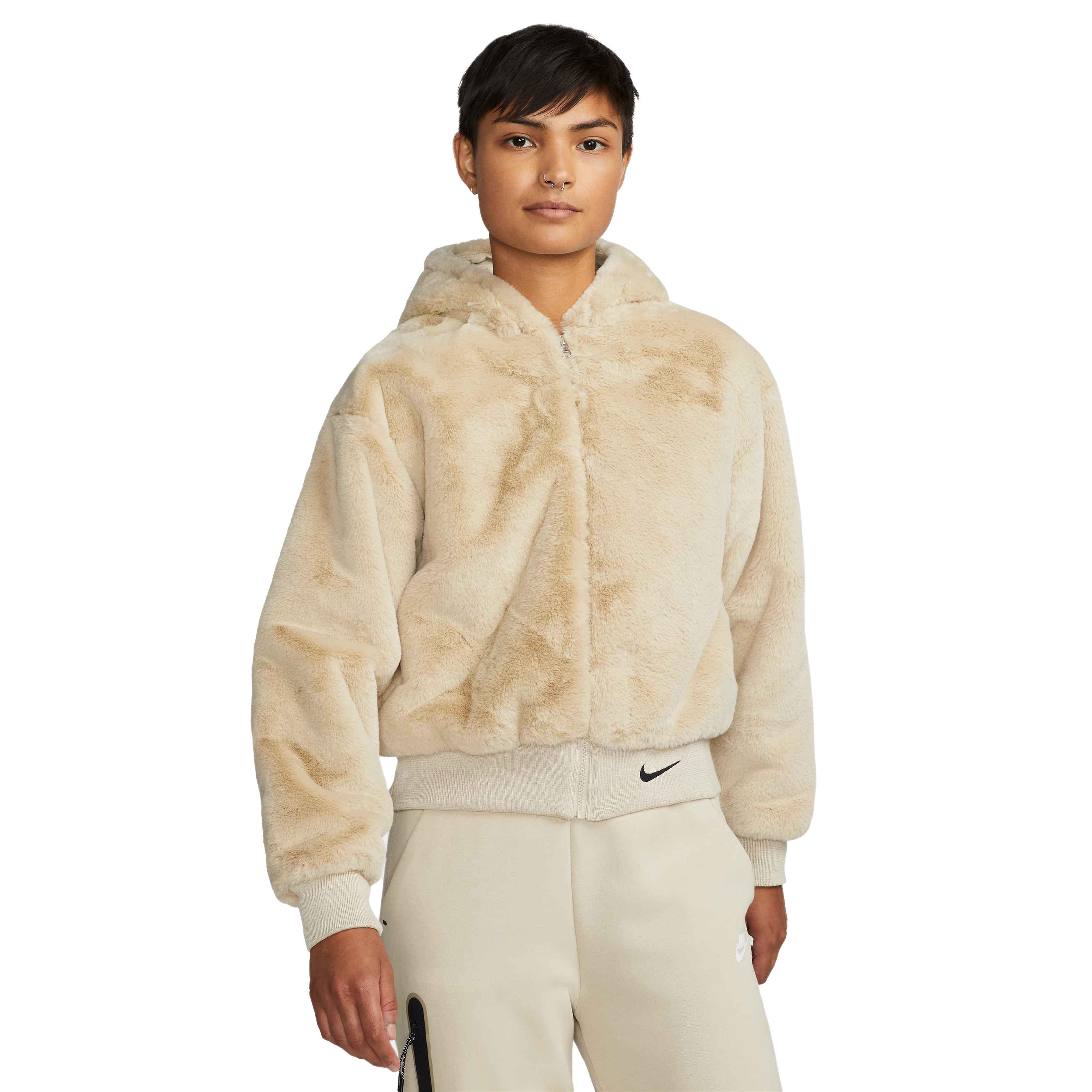 nike sportswear women's faux fur jacket