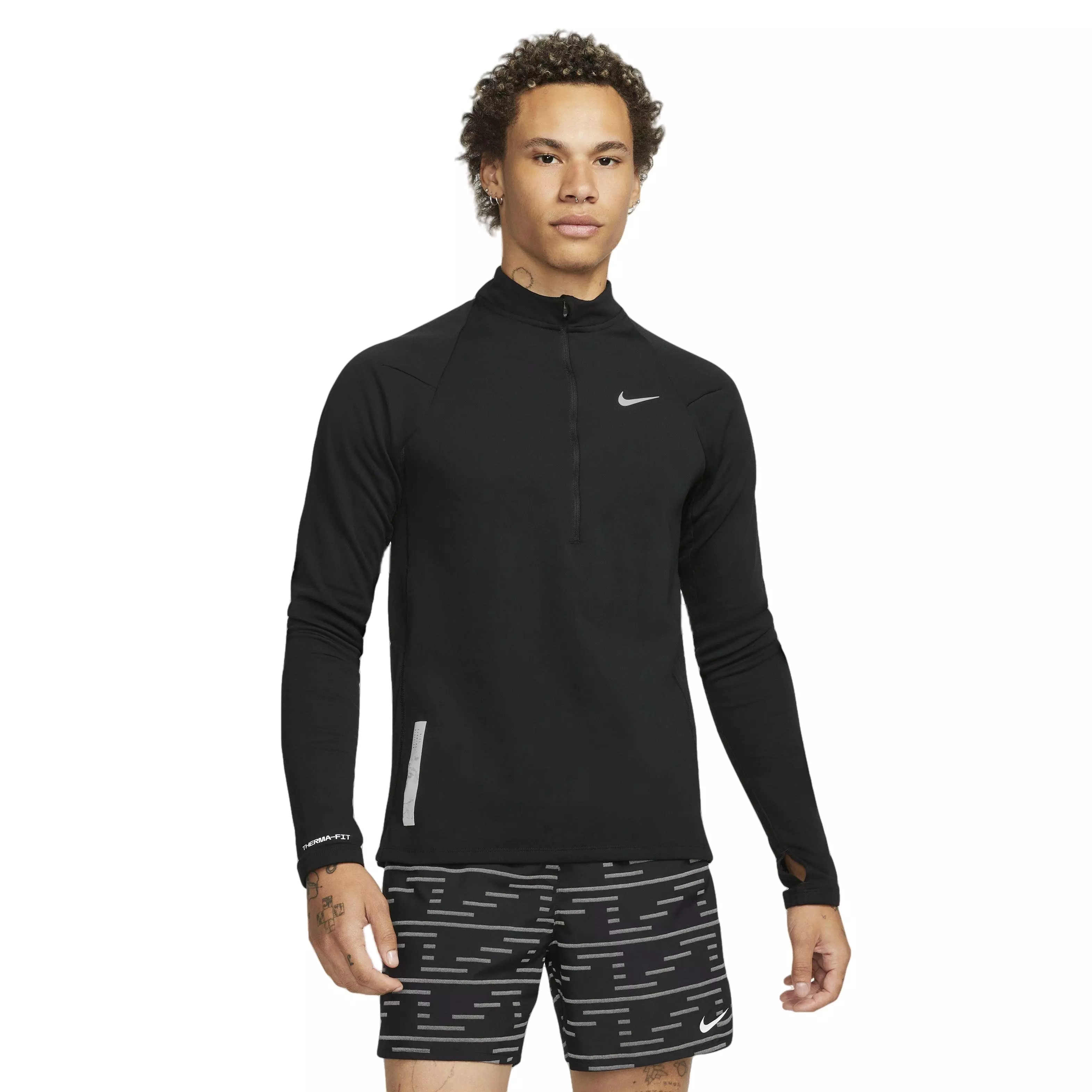Nike Men's Therma-FIT Run Division Element 1/2 Zip Running Top-Black - BLACK