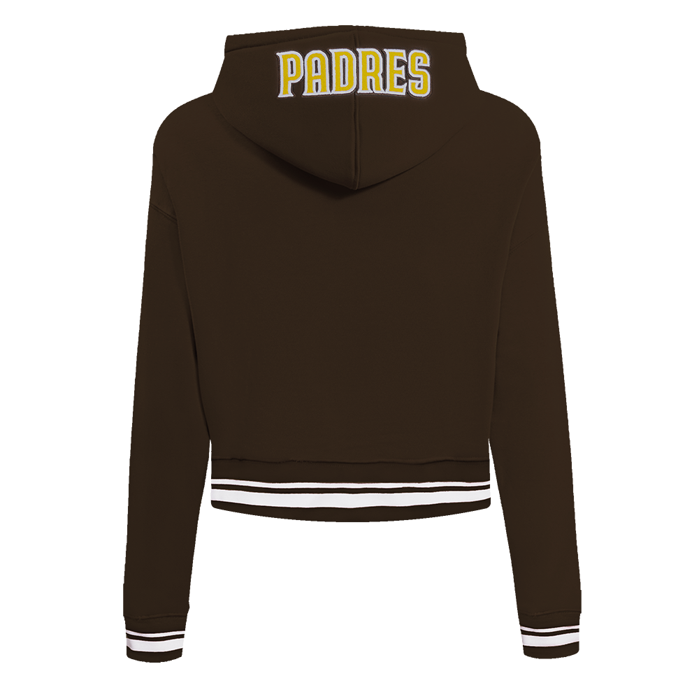Pro Standard Women's MLB San Diego Padres Mashup Rib Cropped Fleece PO Hoodie - Brown - BROWN Thumbnail View 2