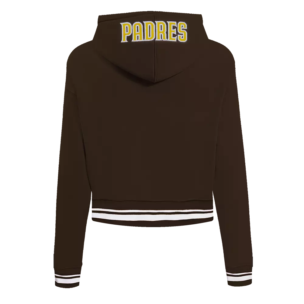 Pro Standard Women's MLB San Diego Padres Mashup Rib Cropped Fleece PO Hoodie -Brown - BROWN