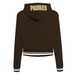 Pro Standard Women's MLB San Diego Padres Mashup Rib Cropped Fleece PO Hoodie -Brown