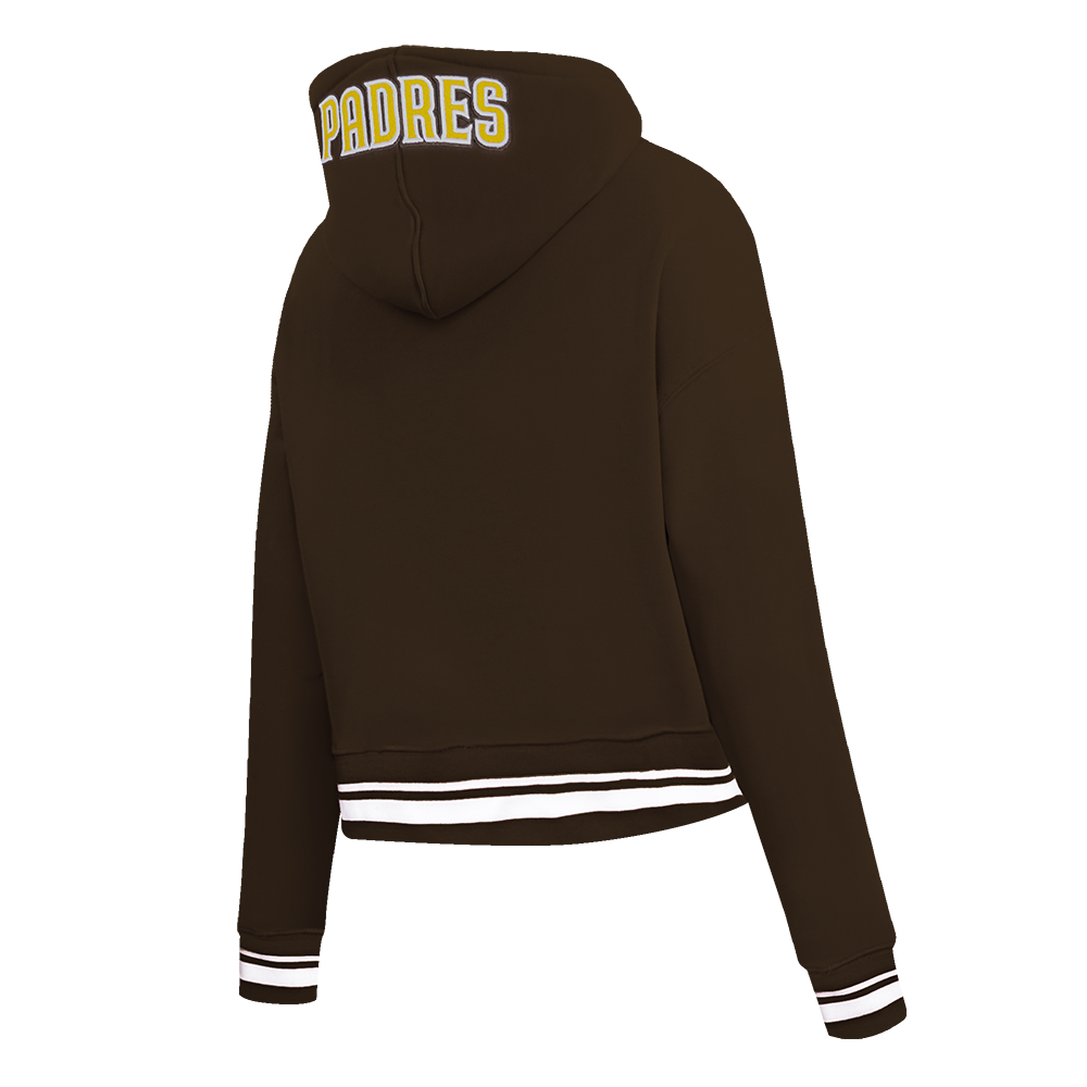 Pro Standard Women's MLB San Diego Padres Mashup Rib Cropped Fleece PO Hoodie - Brown - BROWN Thumbnail View 4