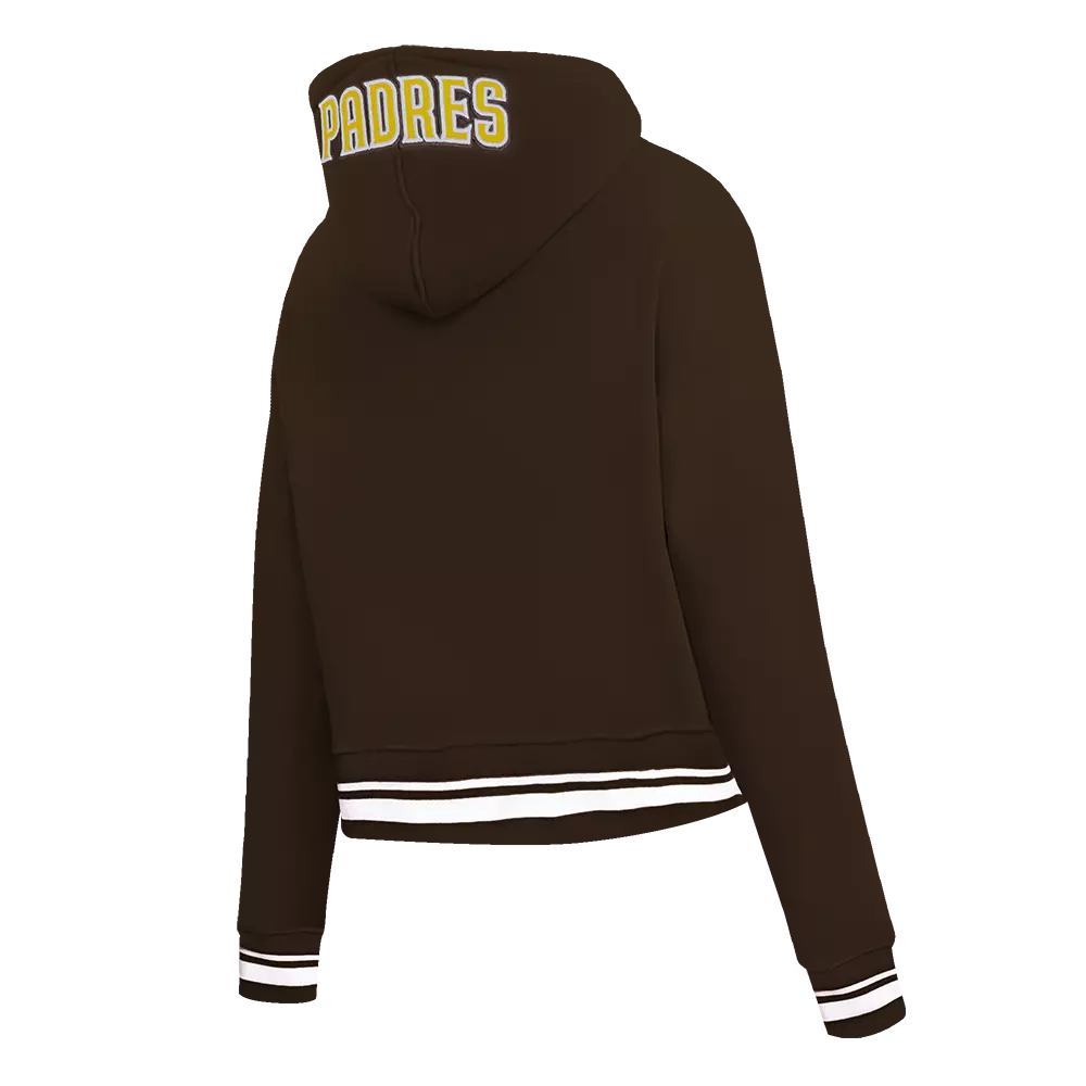 Pro Standard Women's MLB San Diego Padres Mashup Rib Cropped Fleece PO Hoodie - Brown - BROWN