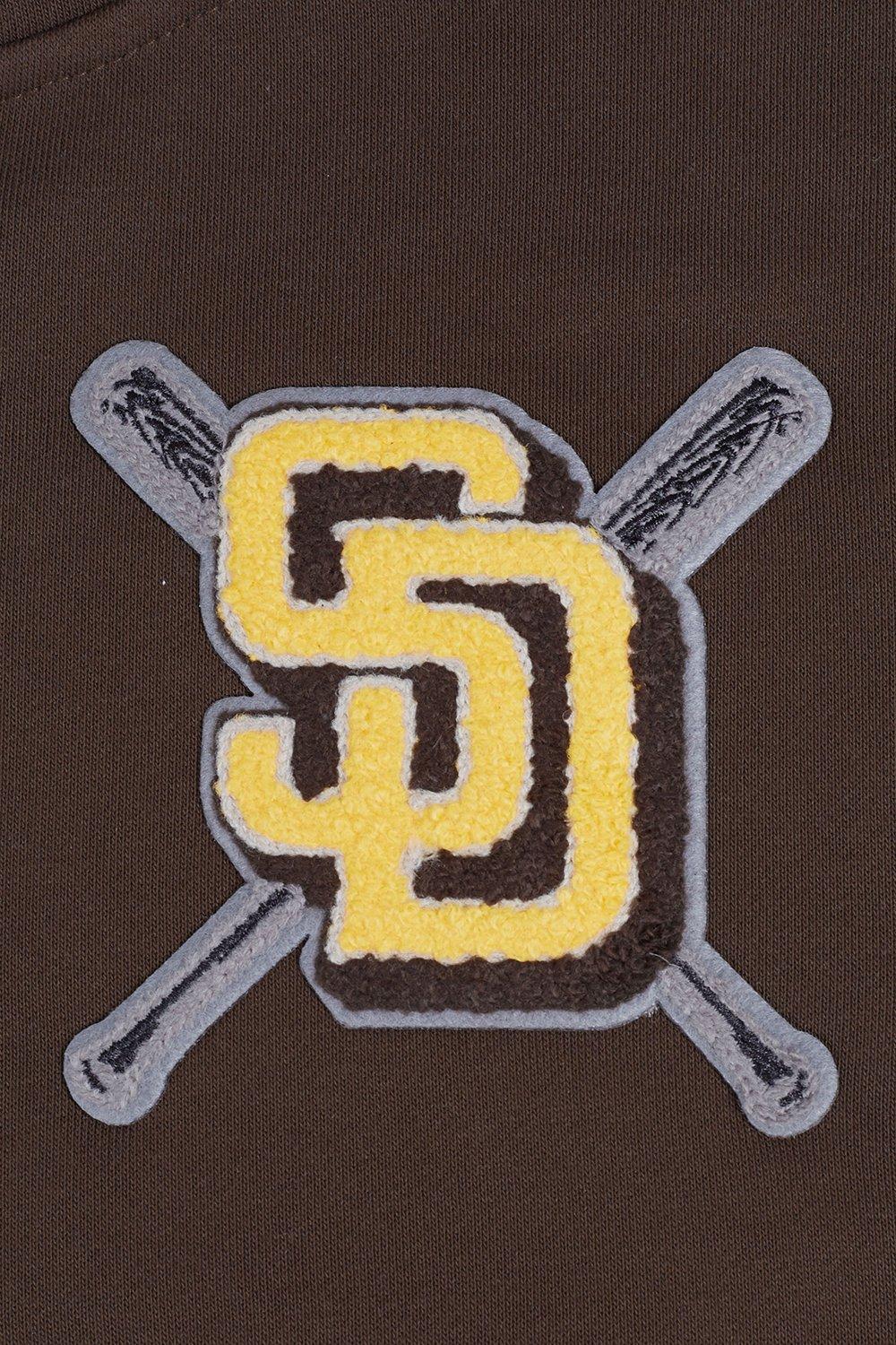 Pro Standard Women's MLB San Diego Padres Mashup Rib Cropped Fleece PO Hoodie - Brown - BROWN Thumbnail View 5