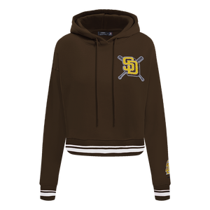 Pro Standard Women's MLB San Diego Padres Mashup Rib Cropped Fleece PO Hoodie -Brown