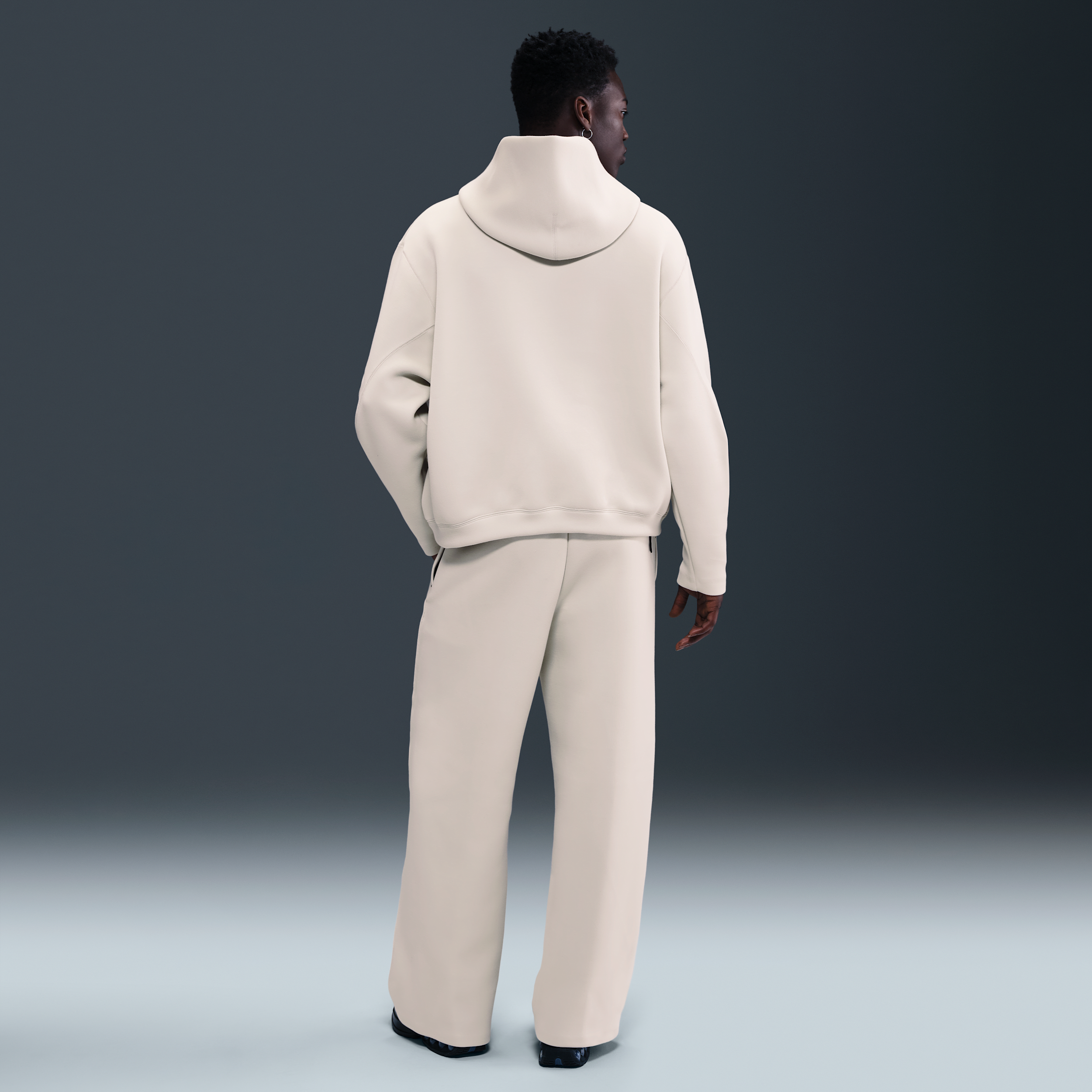 Nike Men's Tech Fleece Oversized Hoodie - Black - LT GREY Thumbnail View 5