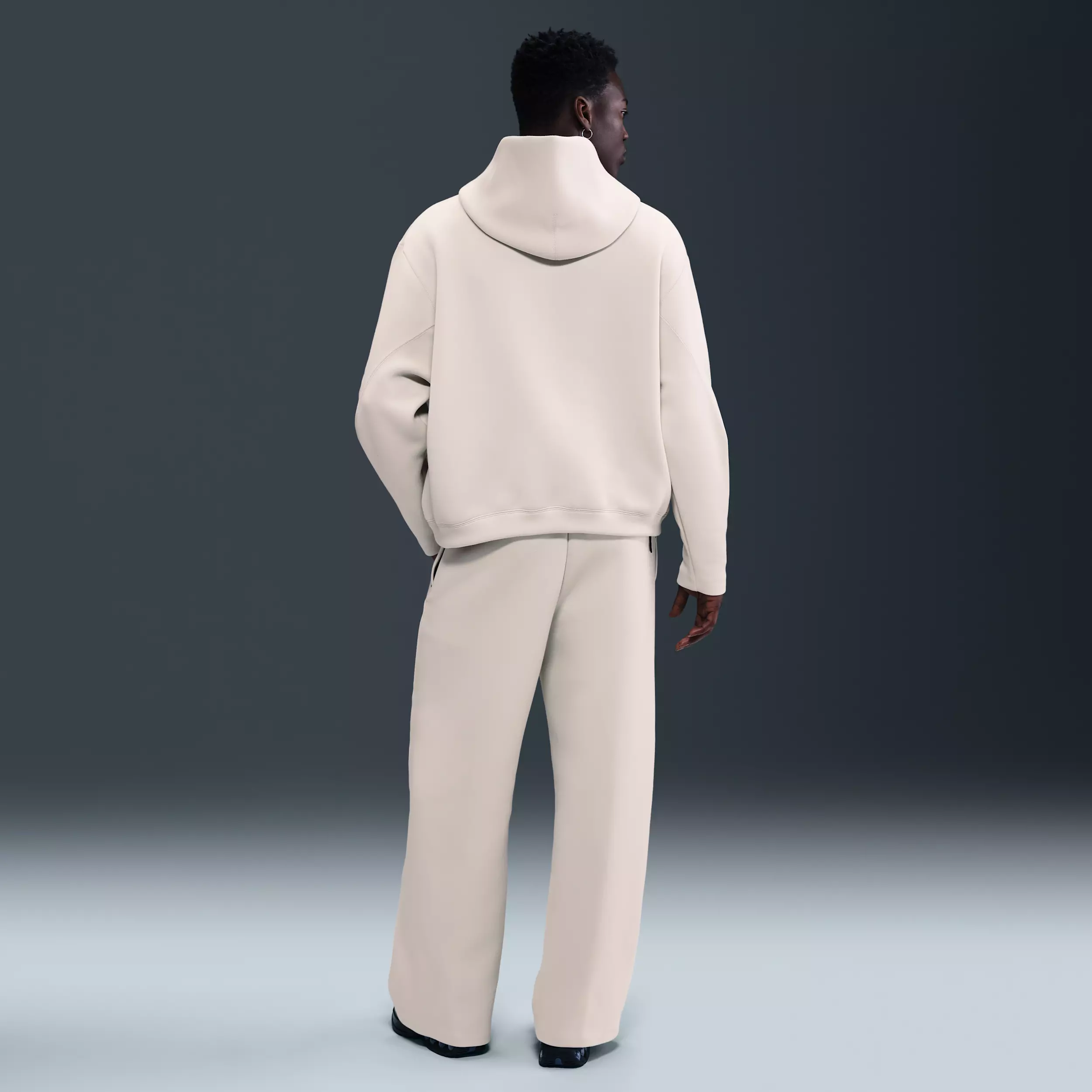 Nike Men's Tech Fleece Oversized Hoodie - Black - LT GREY