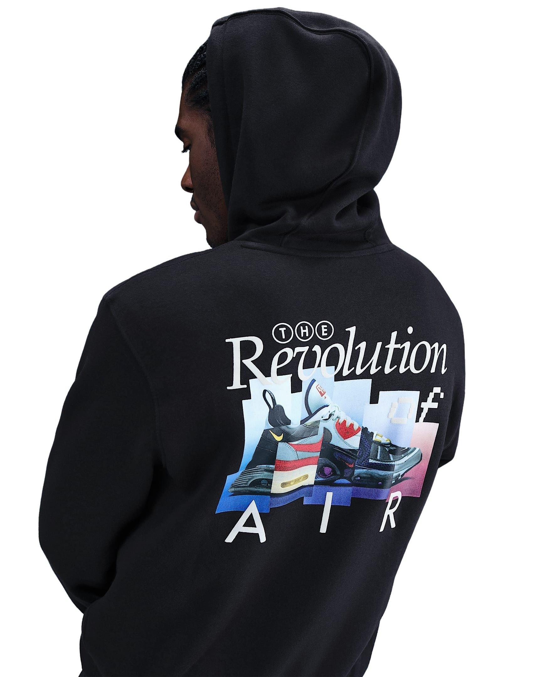 Nike Men's Sportswear Club Air Max Fleece Hoodie - BLACK Thumbnail View 2