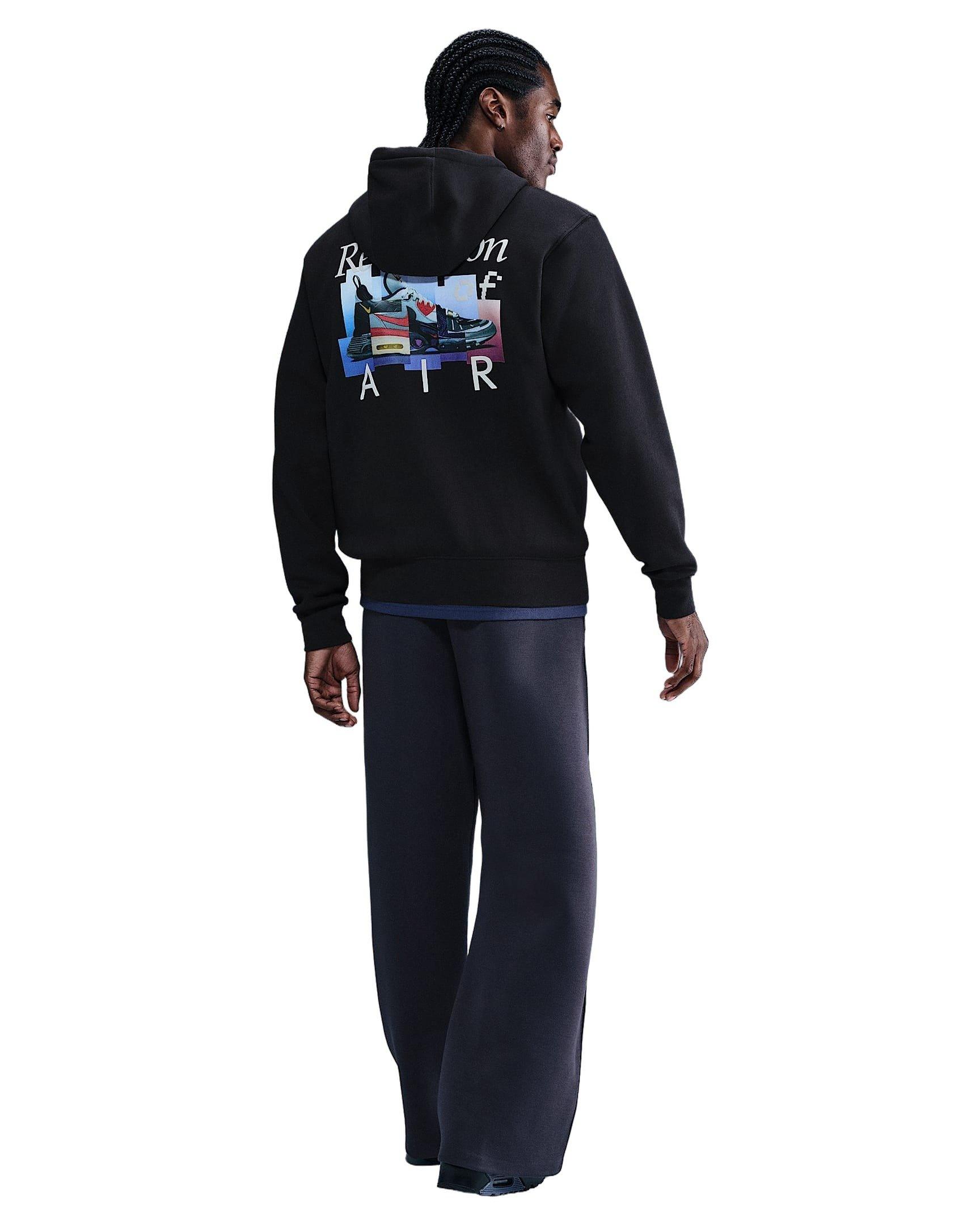 Nike Men's Sportswear Club Air Max Fleece Hoodie - BLACK Thumbnail View 5