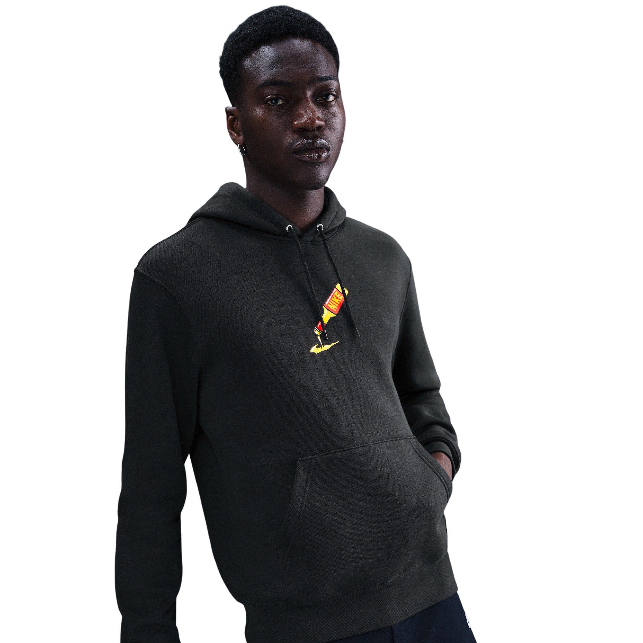 Nike Men's Sportswear Club Sole Food Pullover Fleece Hoodie -Black - BLACK Thumbnail View 1