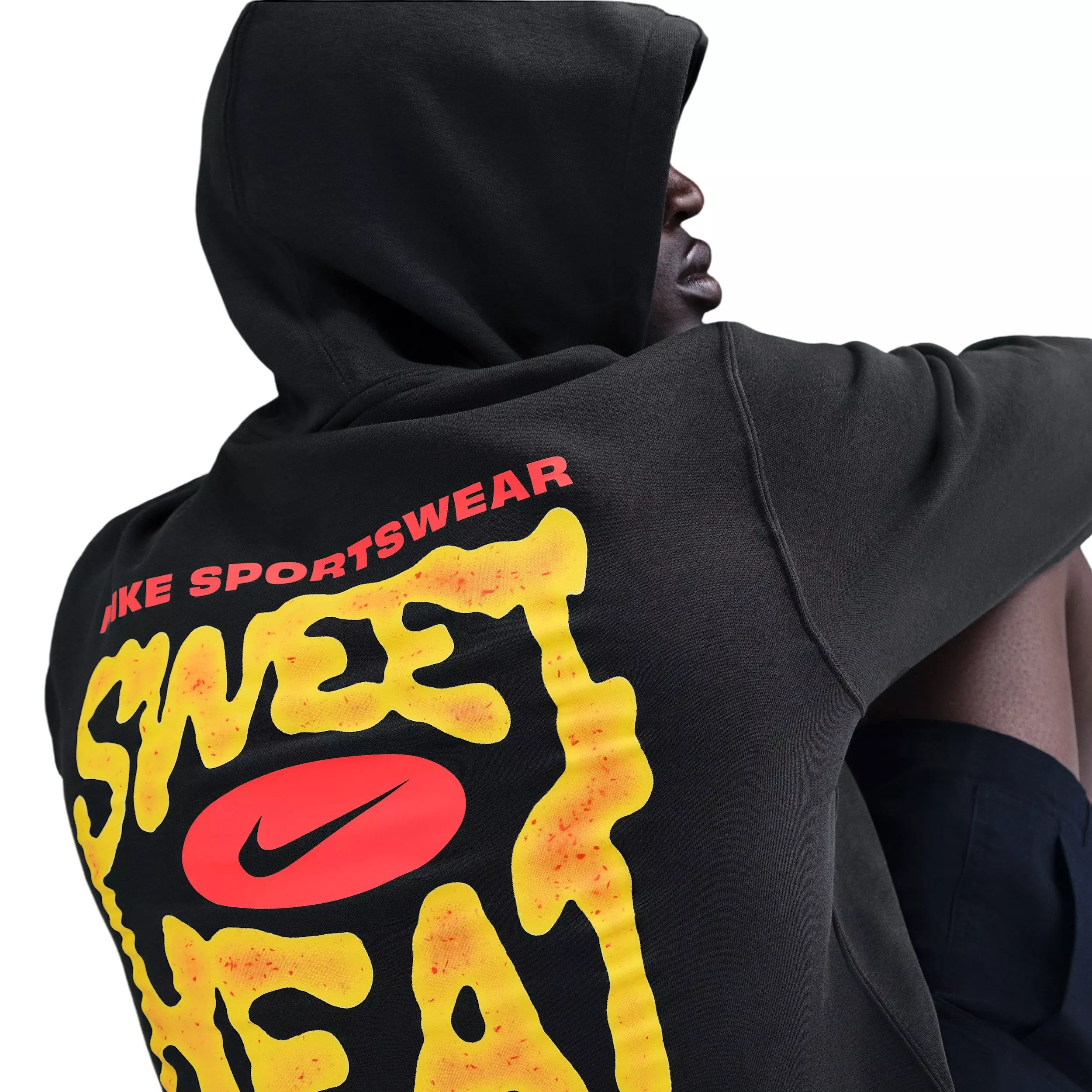 Nike Men's Sportswear Club Sole Food Pullover Fleece Hoodie -Black - BLACK