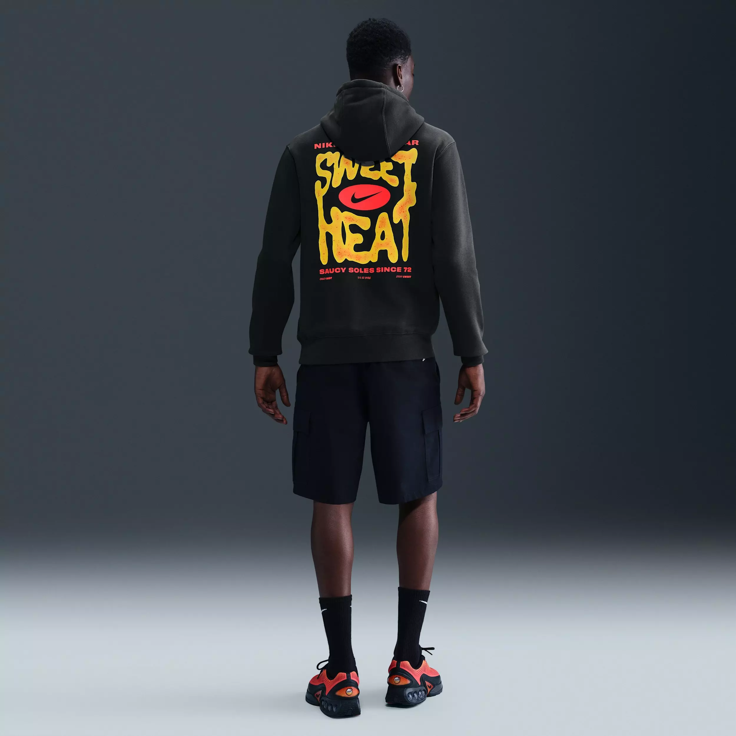 Nike Men's Sportswear Club Sole Food Pullover Fleece Hoodie -Black - BLACK