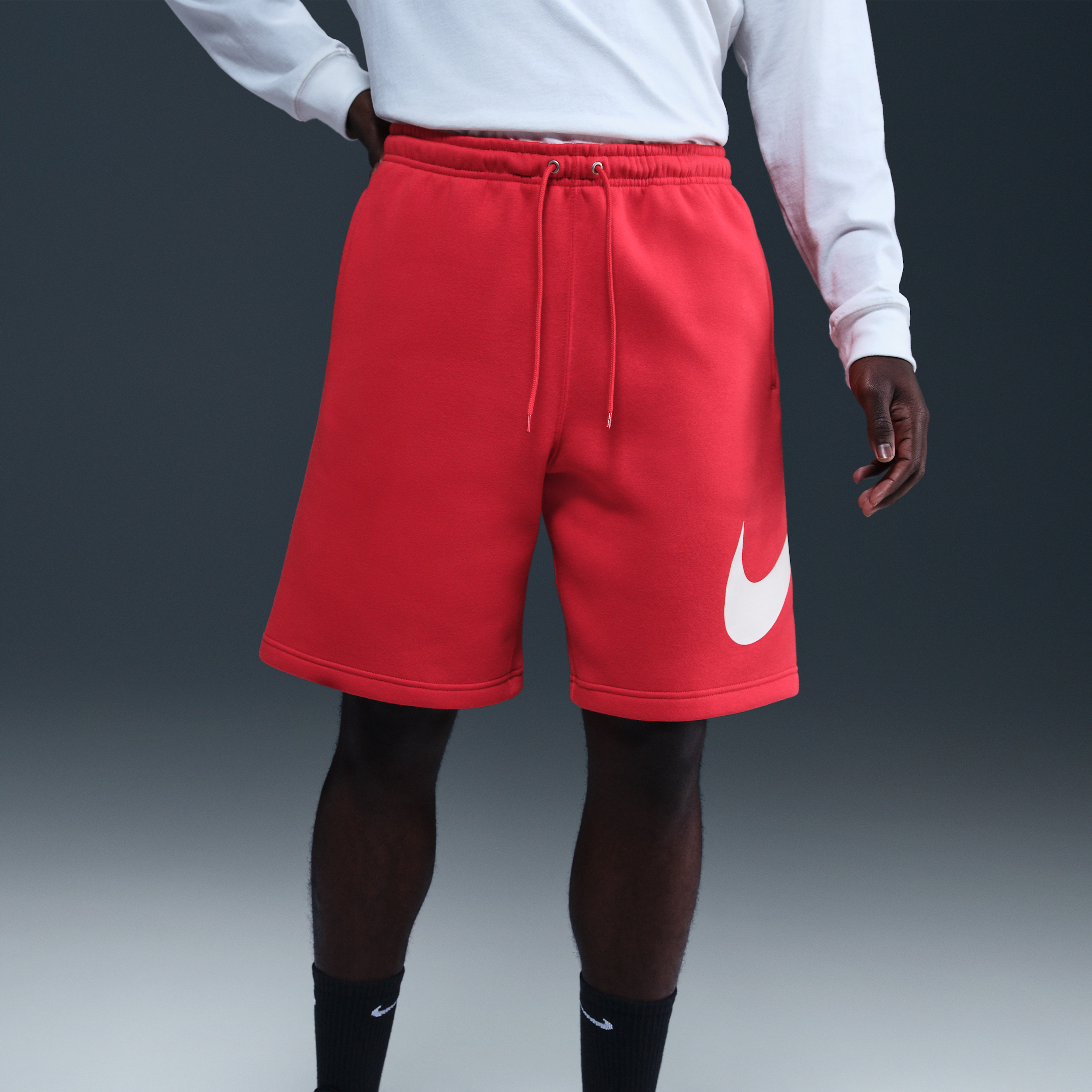 Nike Men's Club BB Graphic Fleece Shorts - RED Thumbnail View 3