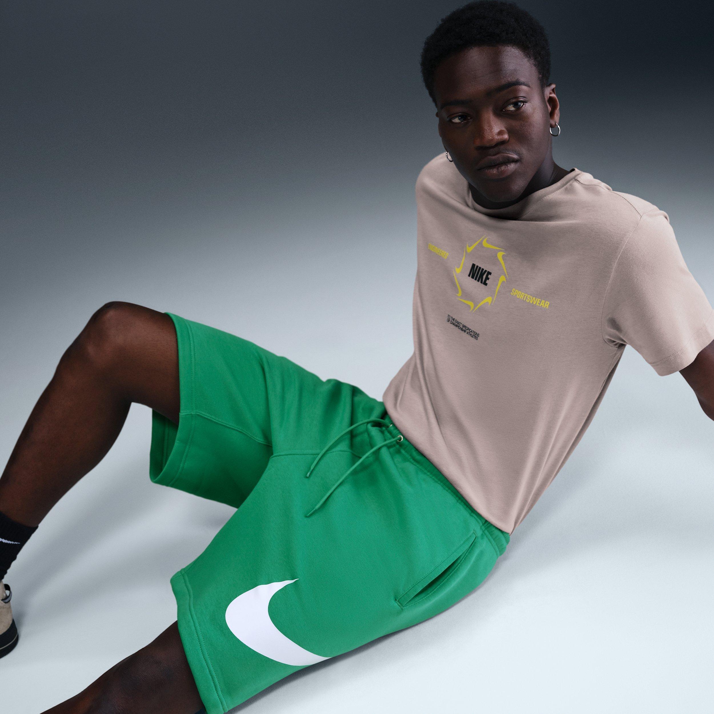 Nike Men's Club BB Graphic Fleece Shorts - GREEN Thumbnail View 5