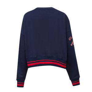 Pro Standard Women's MLB Atlanta Braves Mashup Rib Fleece Crewneck -Navy/Red