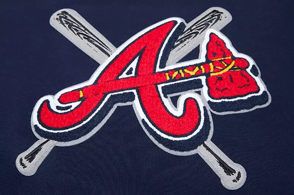 Pro Standard Women's MLB Atlanta Braves Mashup Rib Fleece Crewneck -Navy/Red - NAVY/RED