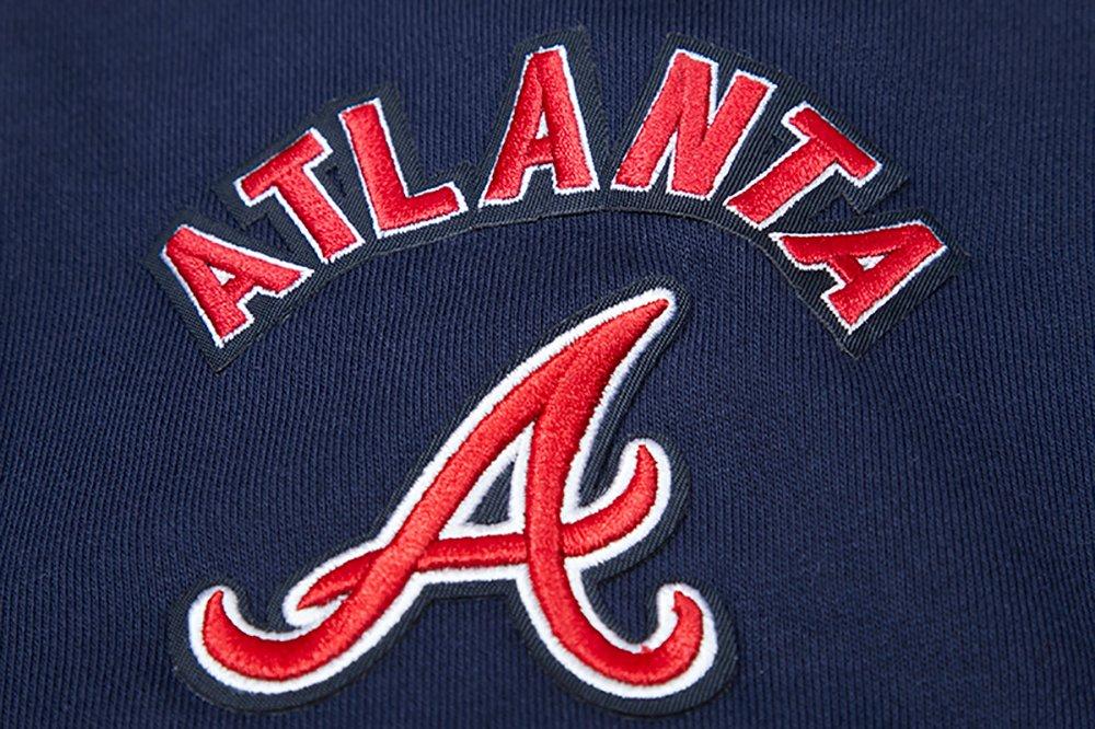 Pro Standard Women's MLB Atlanta Braves Mashup Rib Fleece Crewneck -Navy/Red - NAVY/RED Thumbnail View 6