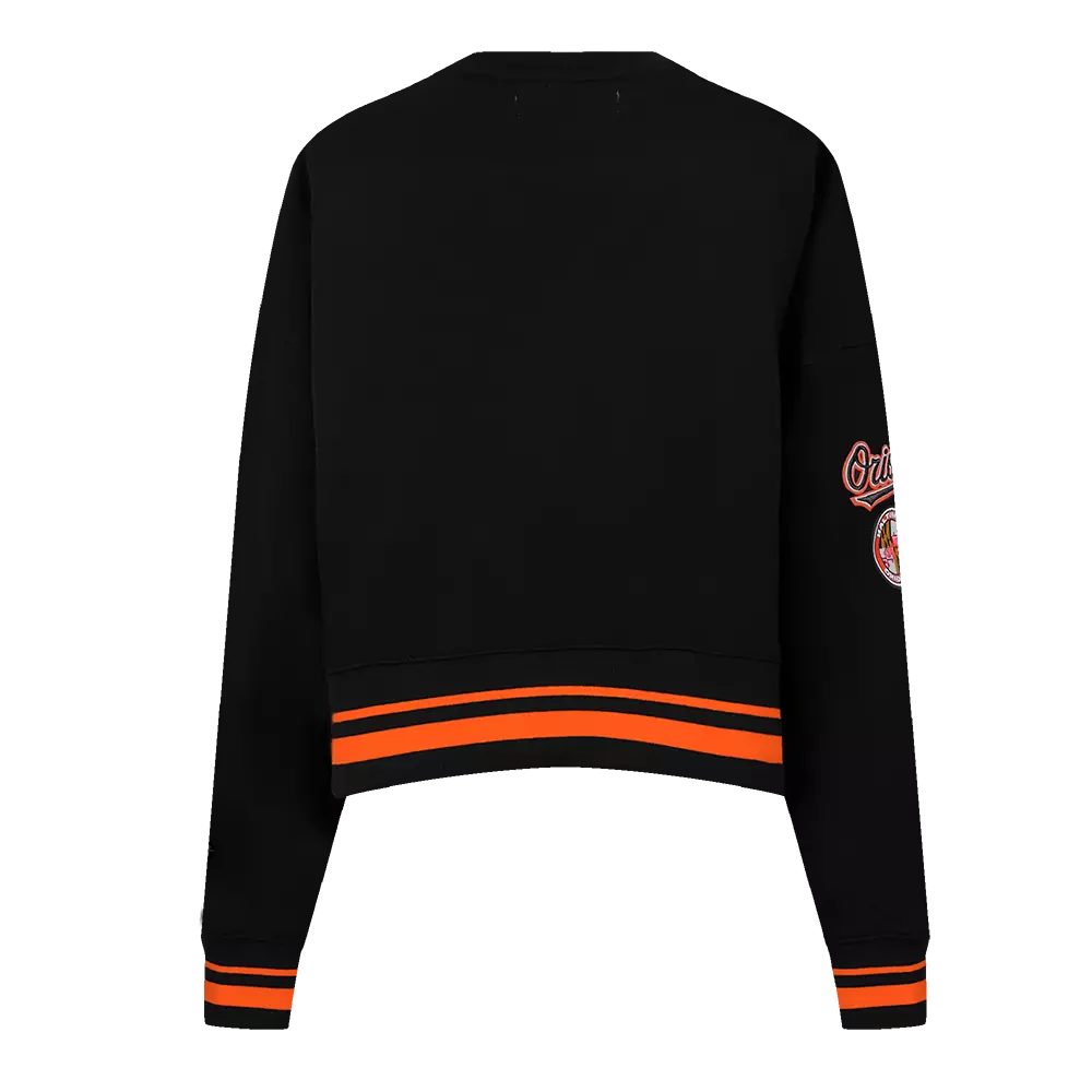 Pro Standard Women's MLB Baltimore Orioles Mashup Rib Fleece Crewneck - Black/Orange - BLACK/ORANGE