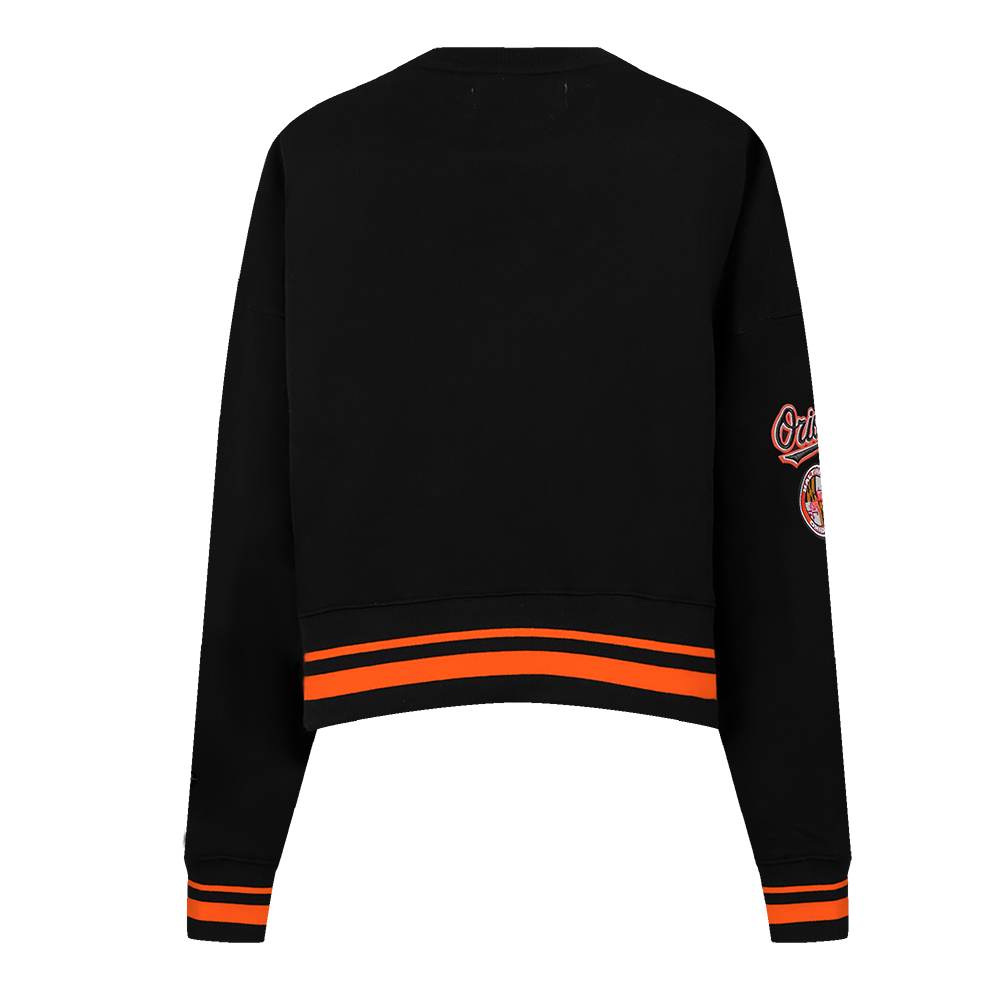 Pro Standard Women's MLB Baltimore Orioles Mashup Rib Fleece Crewneck -Black/Orange - BLACK/ORANGE Thumbnail View 2