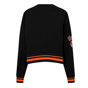 Pro Standard Women's MLB Baltimore Orioles Mashup Rib Fleece Crewneck -Black/Orange