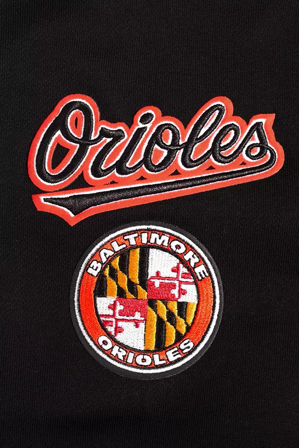 Pro Standard Women's MLB Baltimore Orioles Mashup Rib Fleece Crewneck - Black/Orange - BLACK/ORANGE