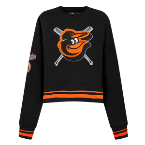 Pro Standard Women's MLB Baltimore Orioles Mashup Rib Fleece Crewneck -Black/Orange
