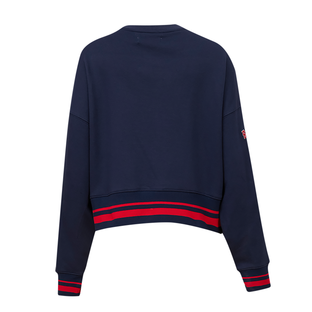 Pro Standard Women's MLB Boston Red Sox Mashup Rib Fleece Crewneck -Navy/Red - NAVY/RED Thumbnail View 2