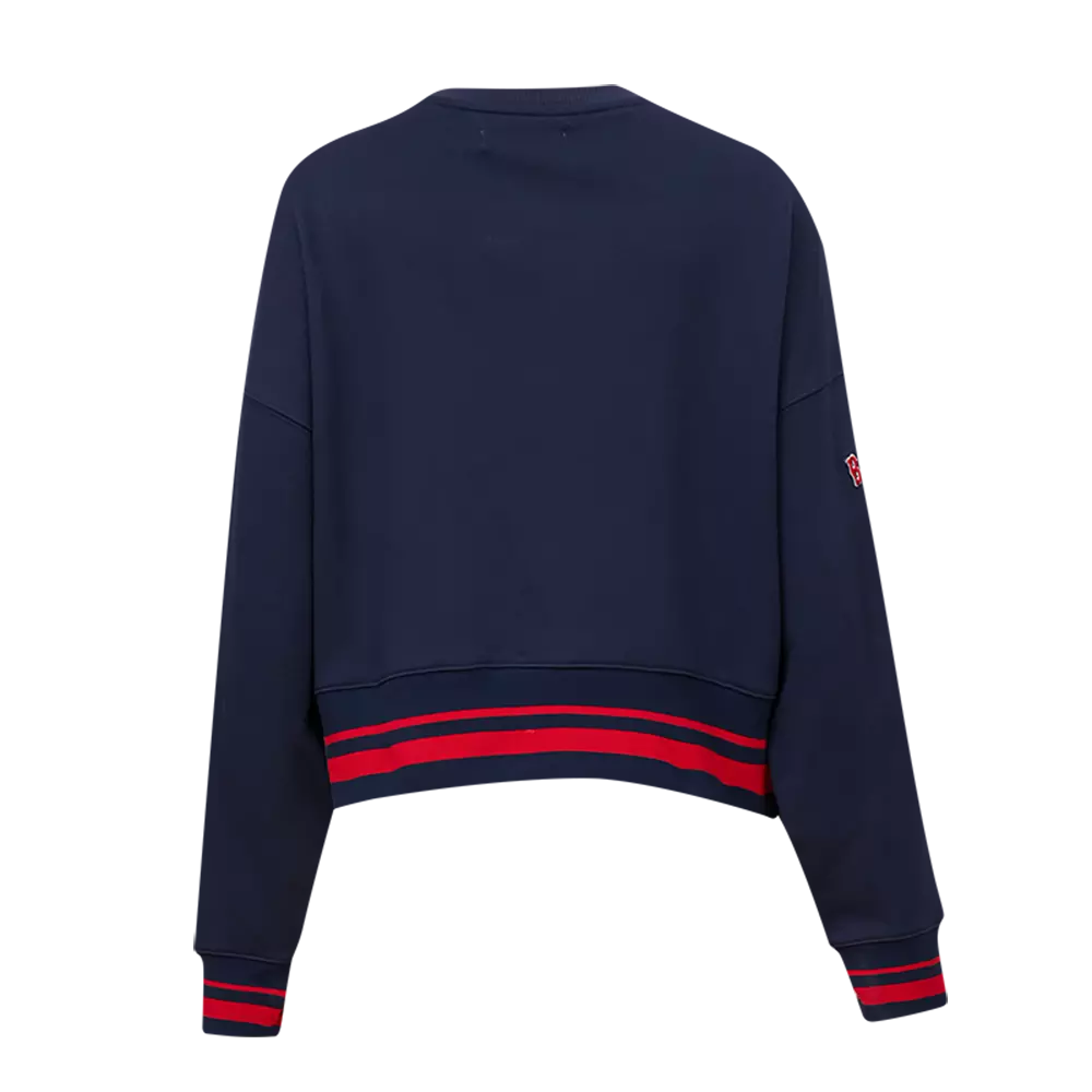 Pro Standard Women's MLB Boston Red Sox Mashup Rib Fleece Crewneck -Navy/Red - NAVY/RED