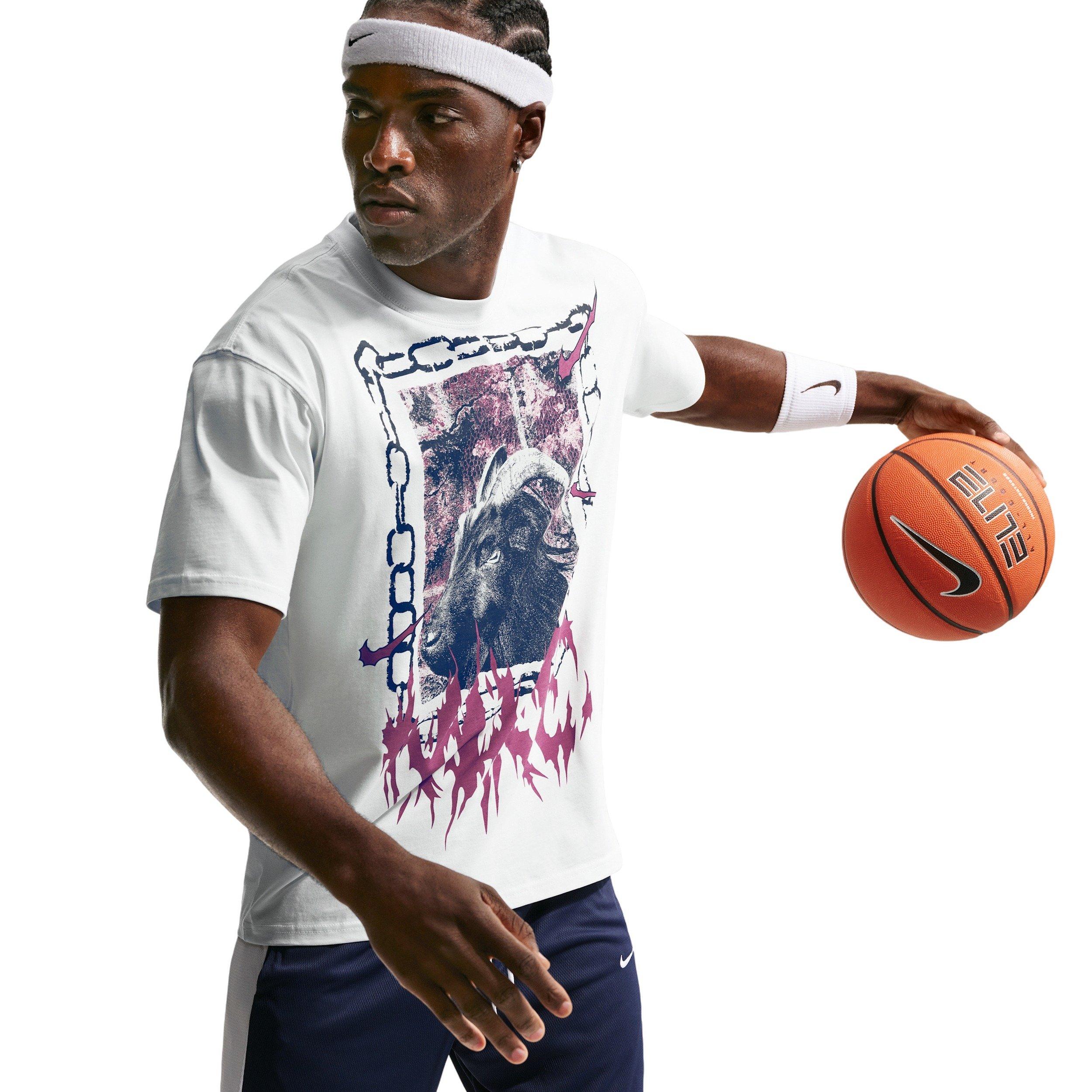 Nike Men's M90 OC2 Loose Basketball T-Shirt - White - WHITE Thumbnail View 3