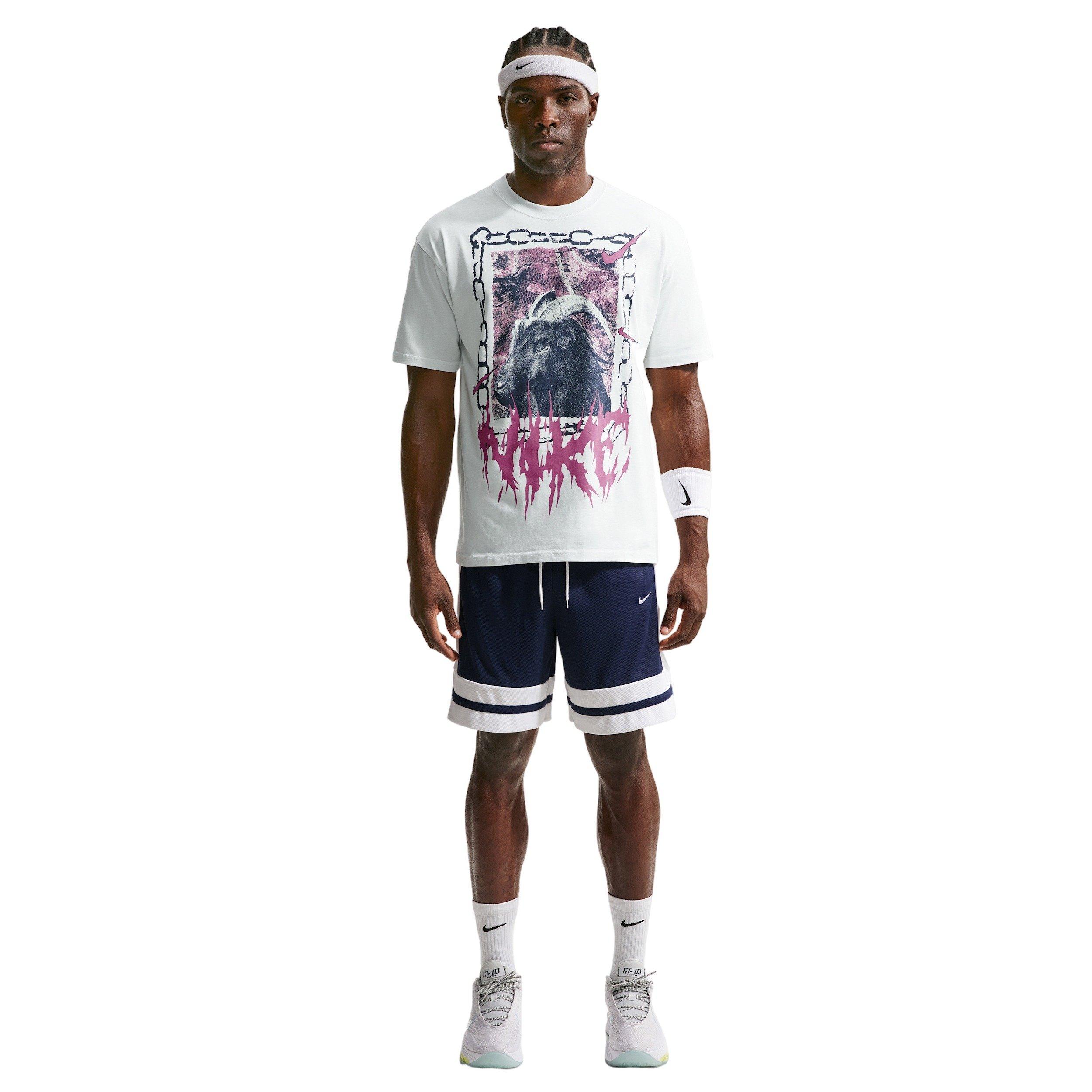Nike Men's M90 OC2 Loose Basketball T-Shirt - White - WHITE Thumbnail View 4