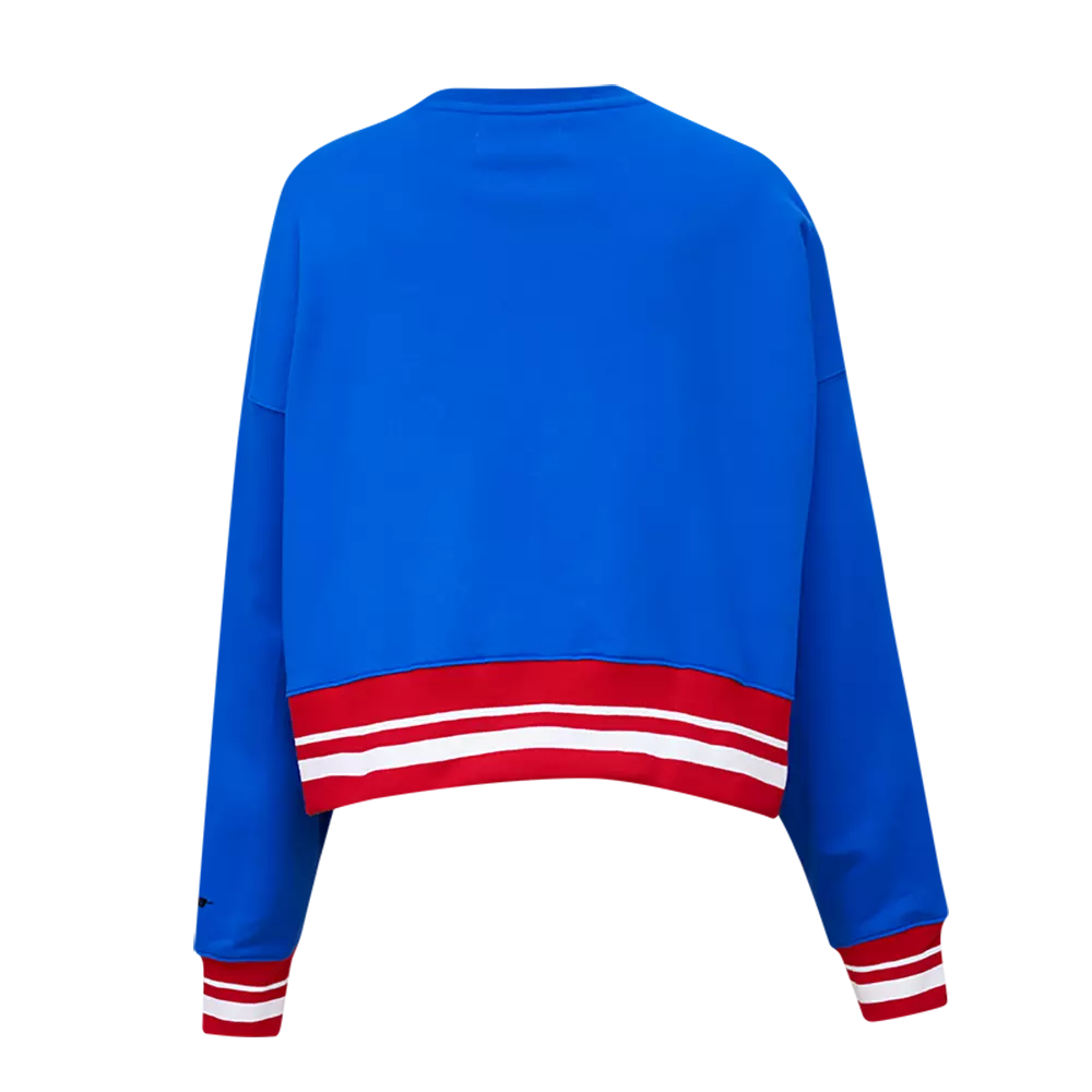 Pro Standard Women's MLB Chicago Cubs Mashup Rib Fleece Crewneck - Royal/Red - ROYAL/RED