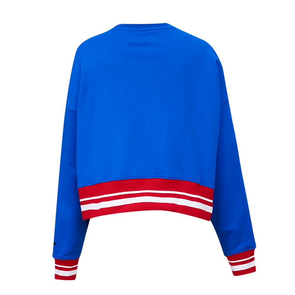 Pro Standard Women's MLB Chicago Cubs Mashup Rib Fleece Crewneck -Royal/Red - ROYAL/RED Thumbnail View 2